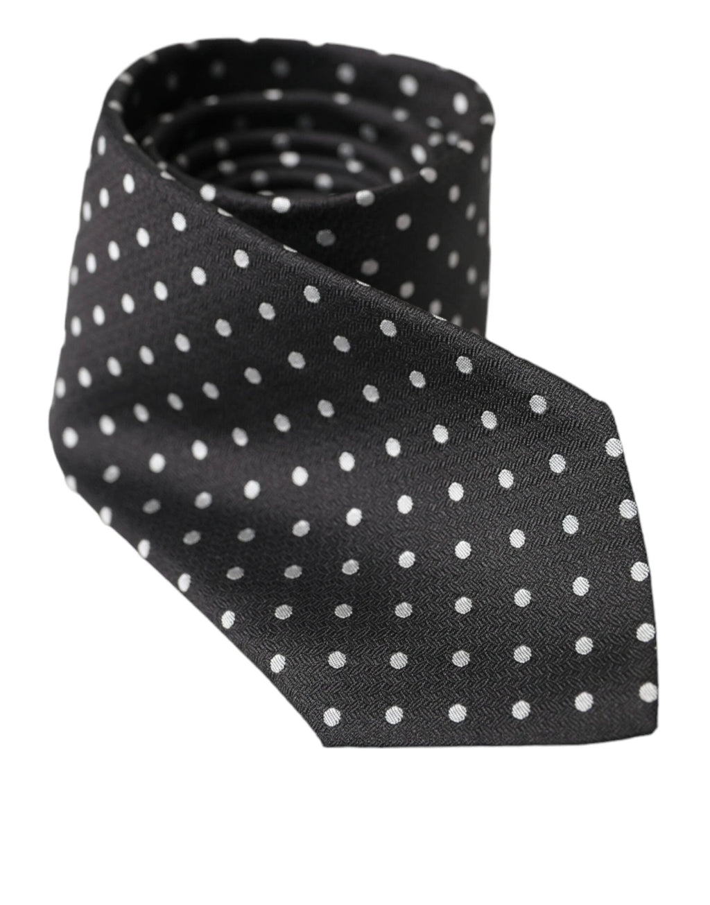 Dolce & Gabbana Black White Polka Dots 100% Silk Necktie Face Mask by Dolce & Gabbana