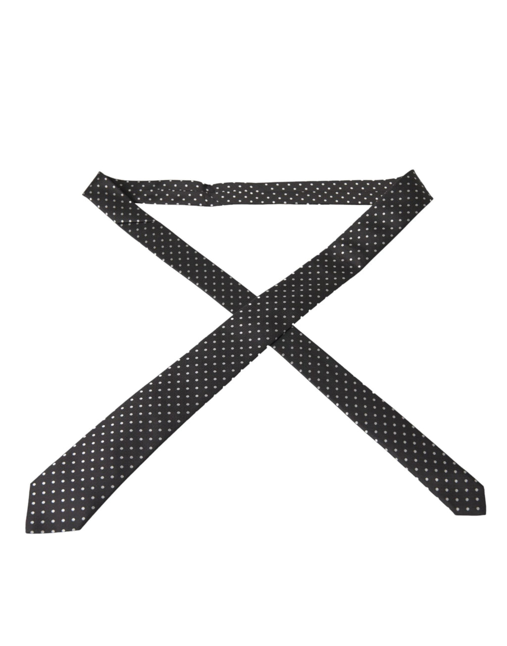 Dolce & Gabbana Black White Polka Dots 100% Silk Necktie Face Mask by Dolce & Gabbana