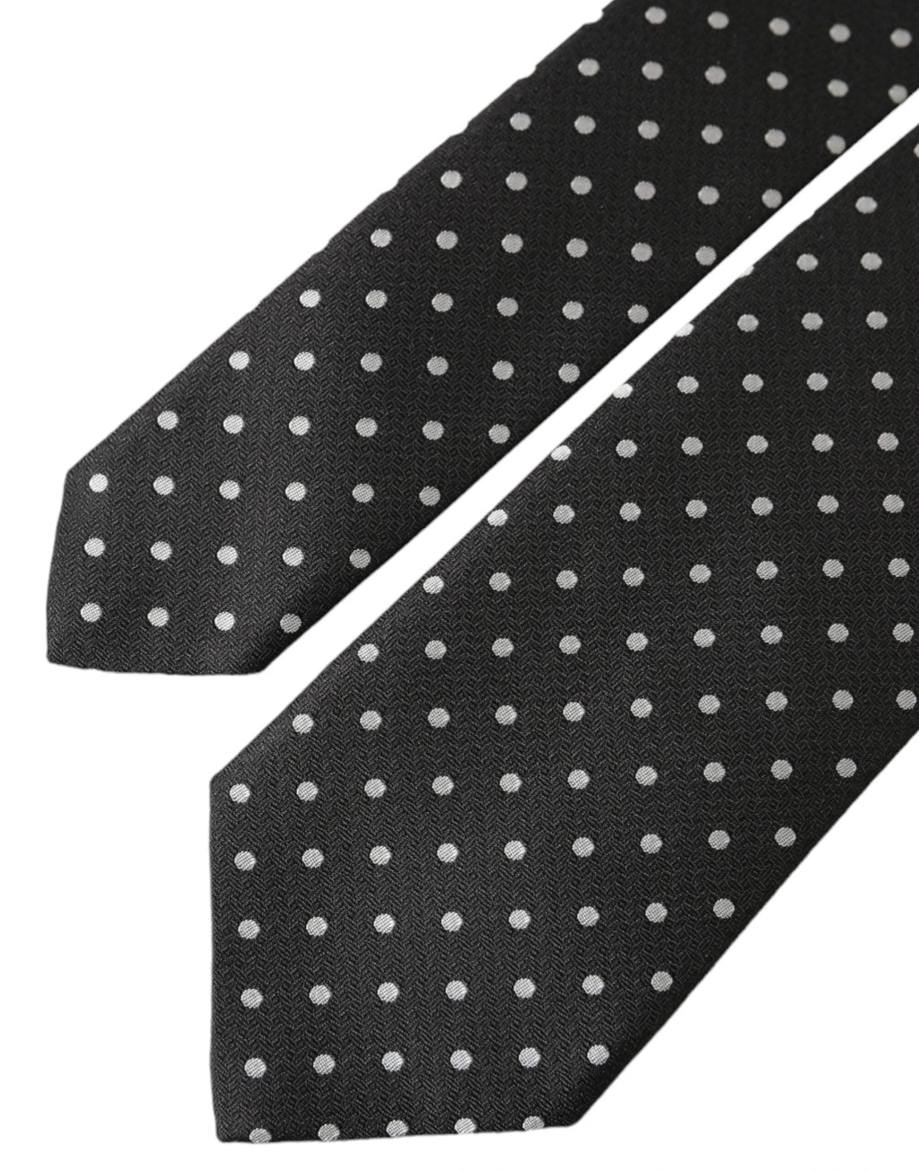 Dolce & Gabbana Black White Polka Dots 100% Silk Necktie Face Mask by Dolce & Gabbana
