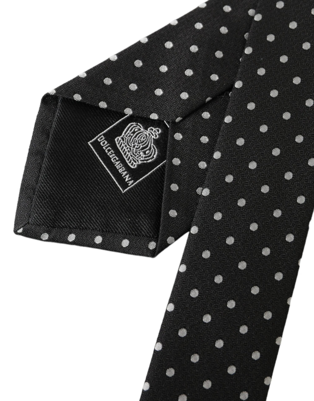 Dolce & Gabbana Black White Polka Dots 100% Silk Necktie Face Mask by Dolce & Gabbana