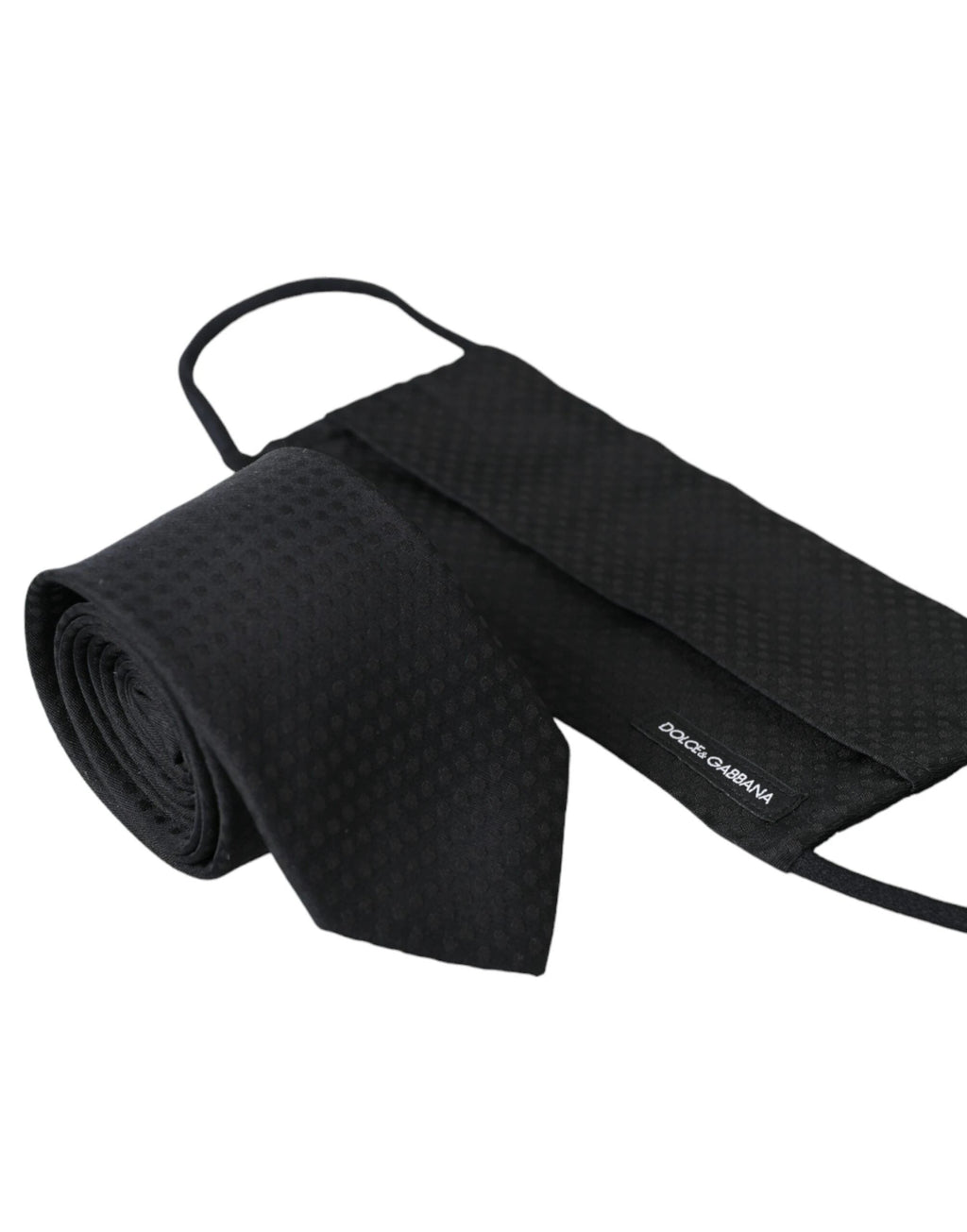 Dolce & Gabbana Black 100% Silk Adjustable Necktie Face Mask by Dolce & Gabbana