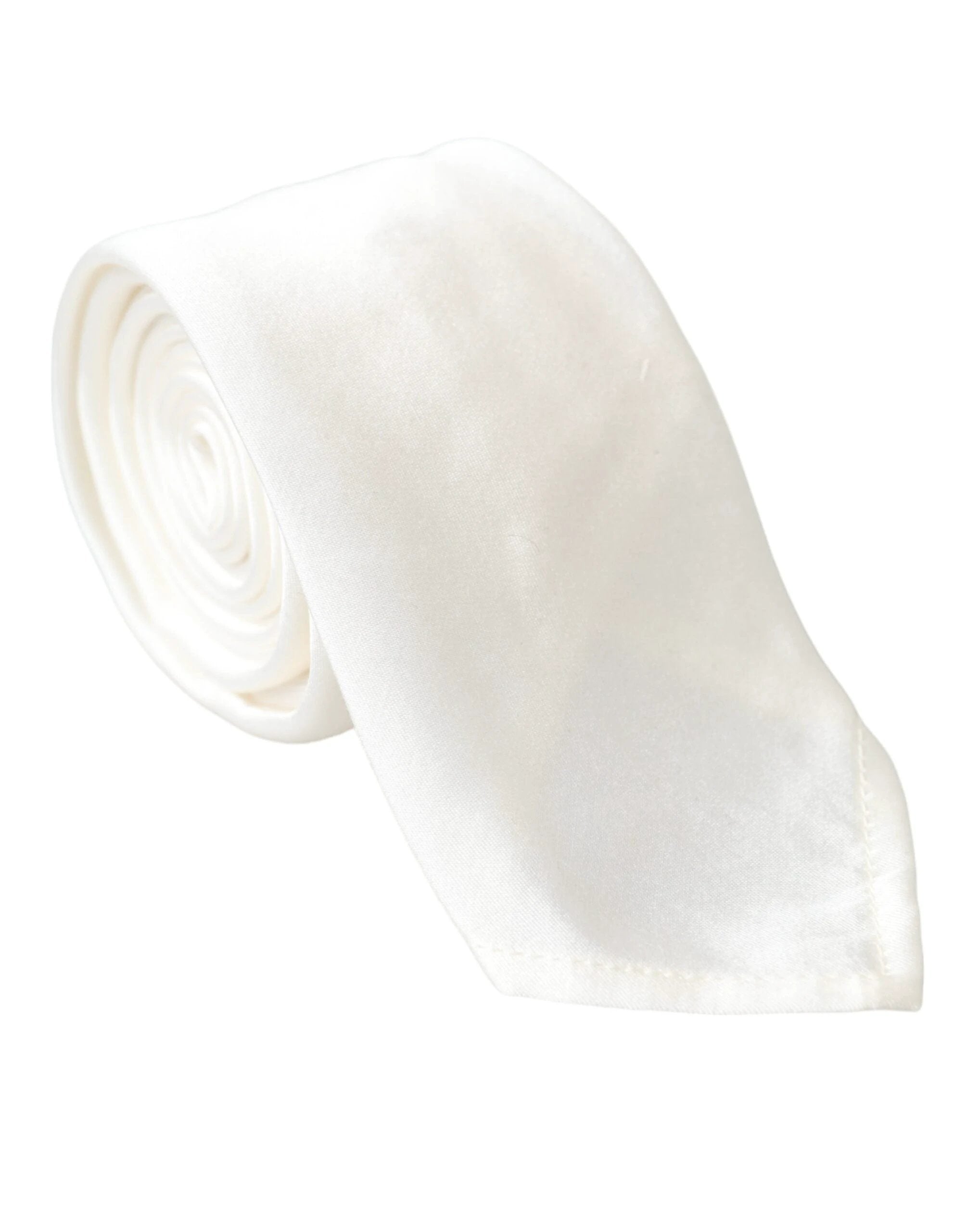 Dolce & Gabbana White Silk Blend Adjustable Tie Men by Dolce & Gabbana