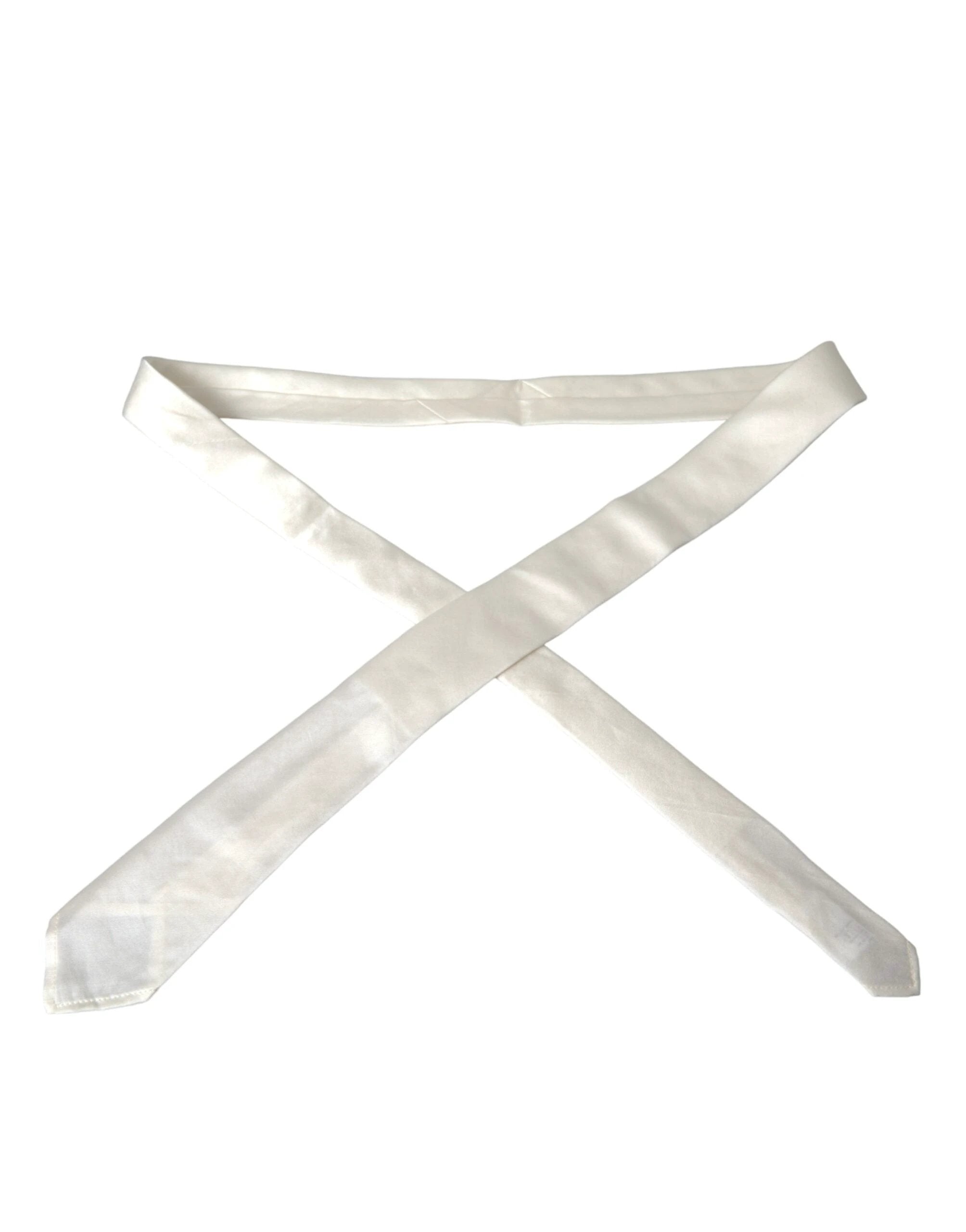 Dolce & Gabbana White Silk Blend Adjustable Tie Men by Dolce & Gabbana