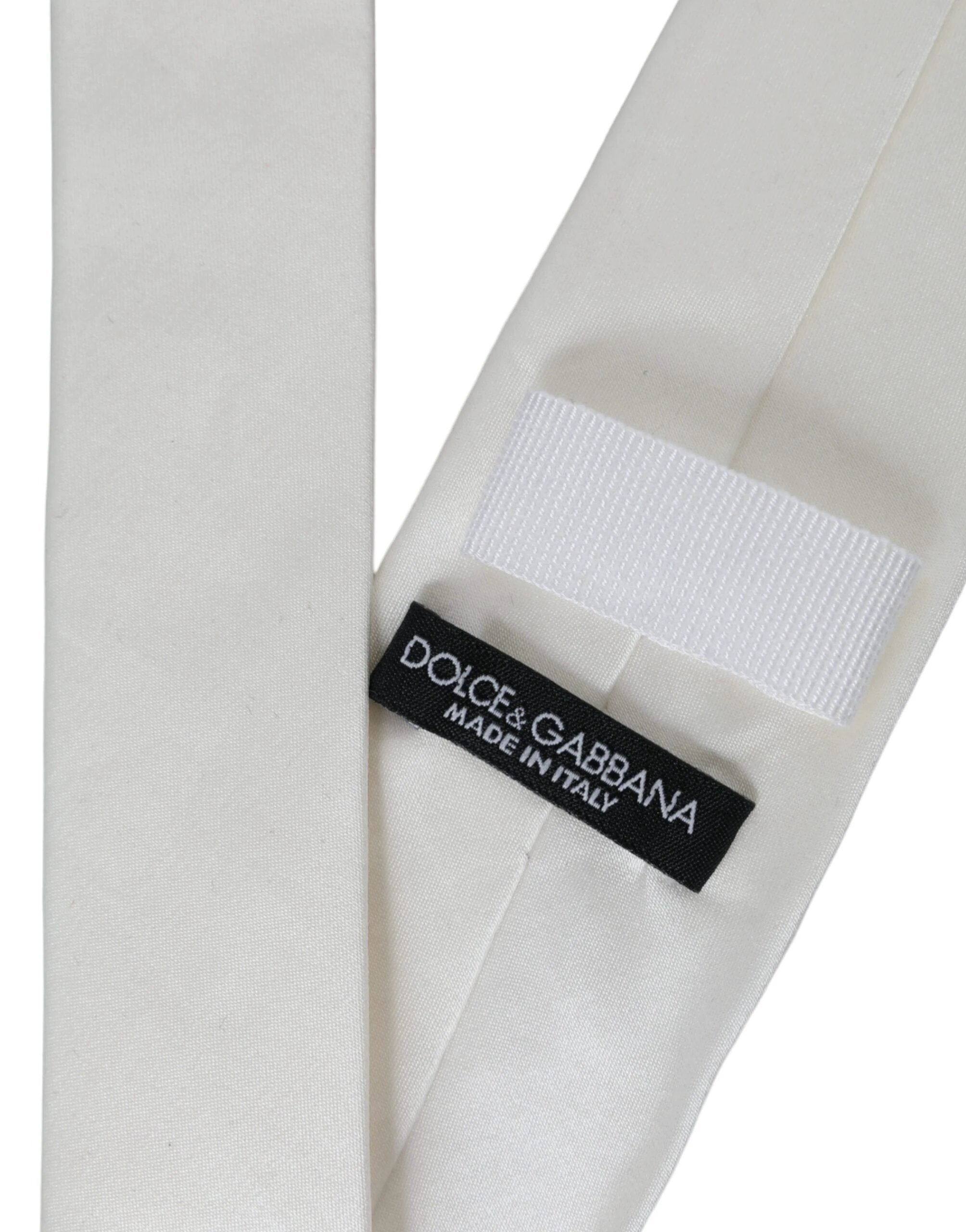 Dolce & Gabbana White Silk Blend Adjustable Tie Men by Dolce & Gabbana