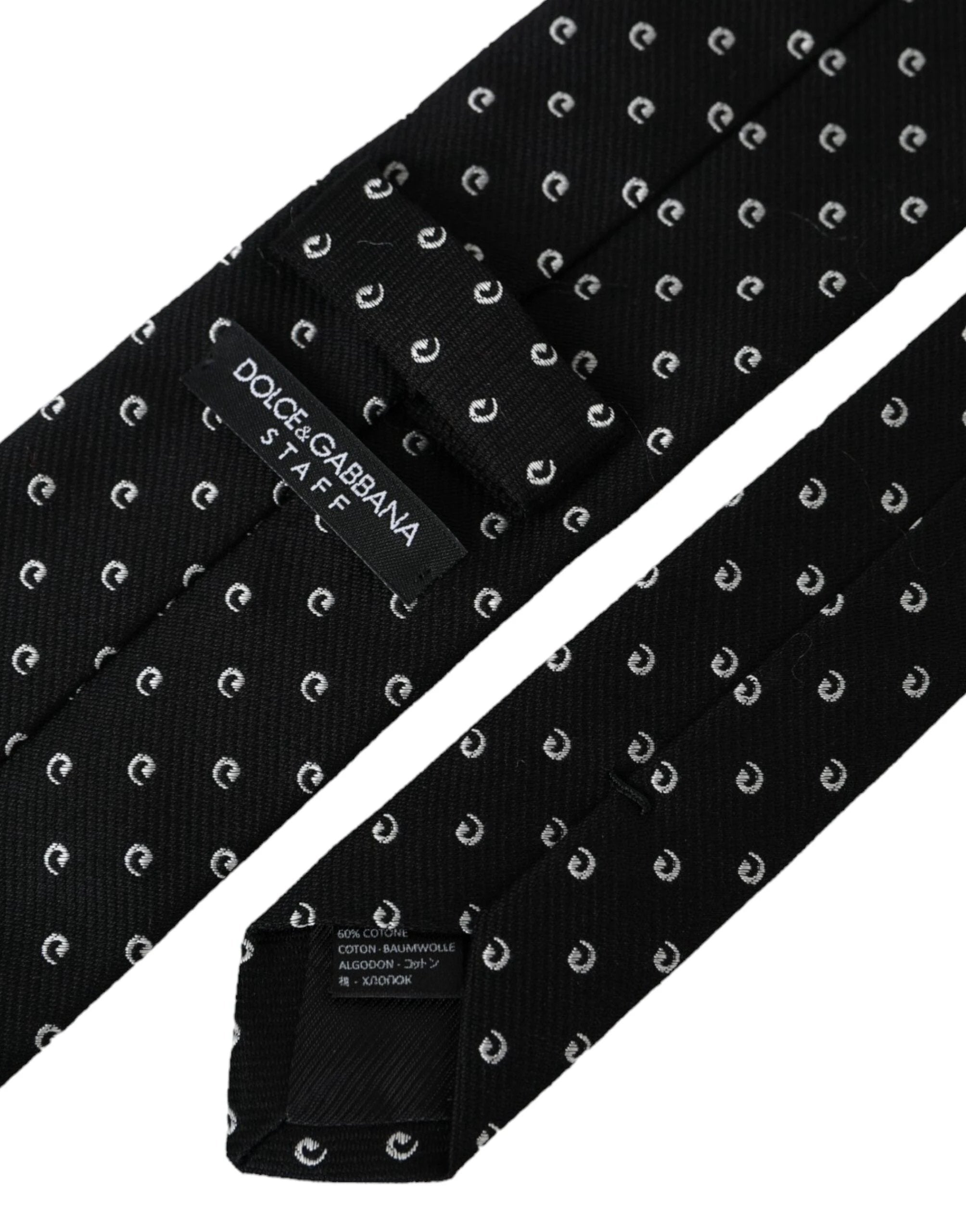 Dolce & Gabbana Black Logo Cotton Blend Adjustable Tie by Dolce & Gabbana