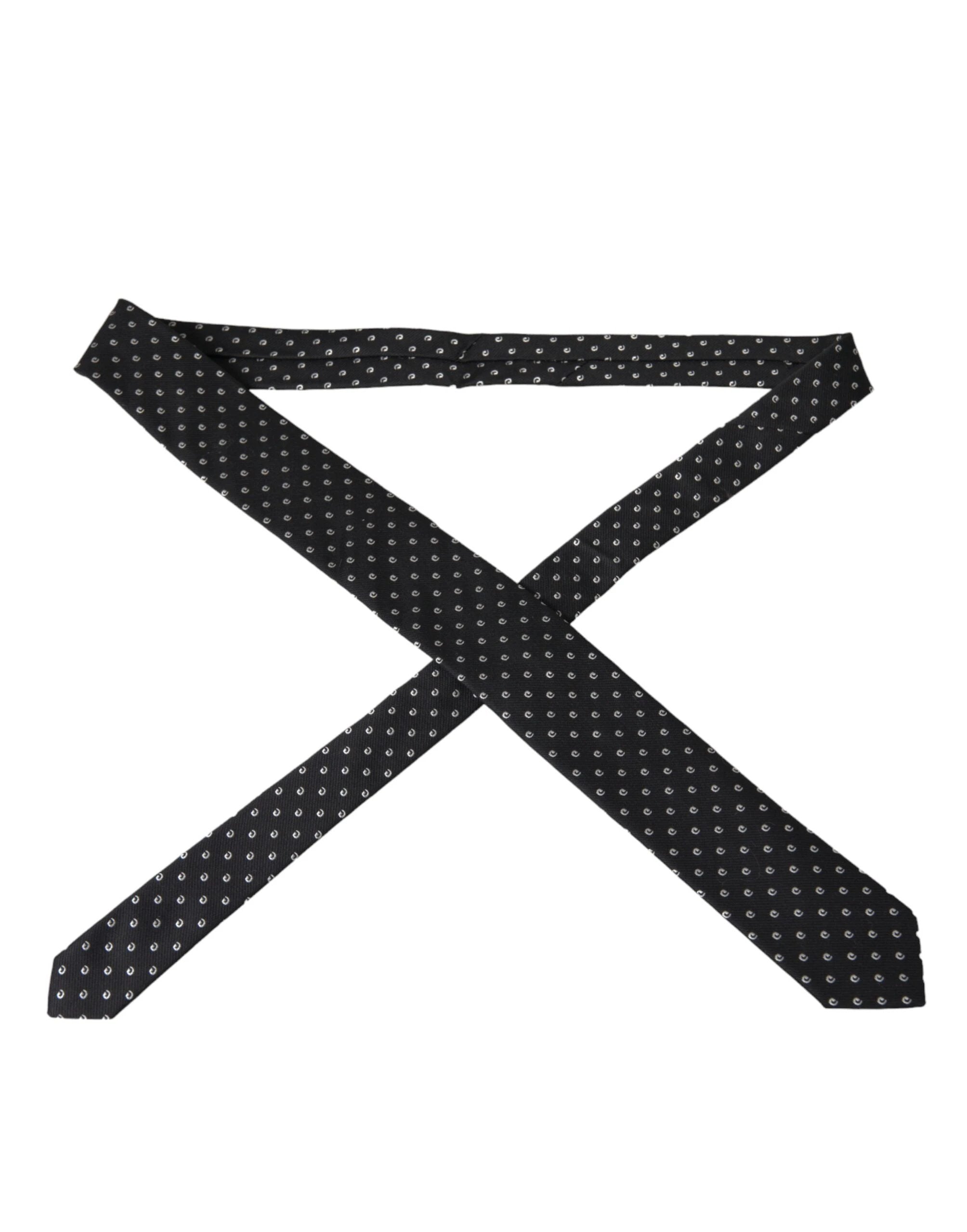 Dolce & Gabbana Black Logo Cotton Blend Adjustable Tie by Dolce & Gabbana