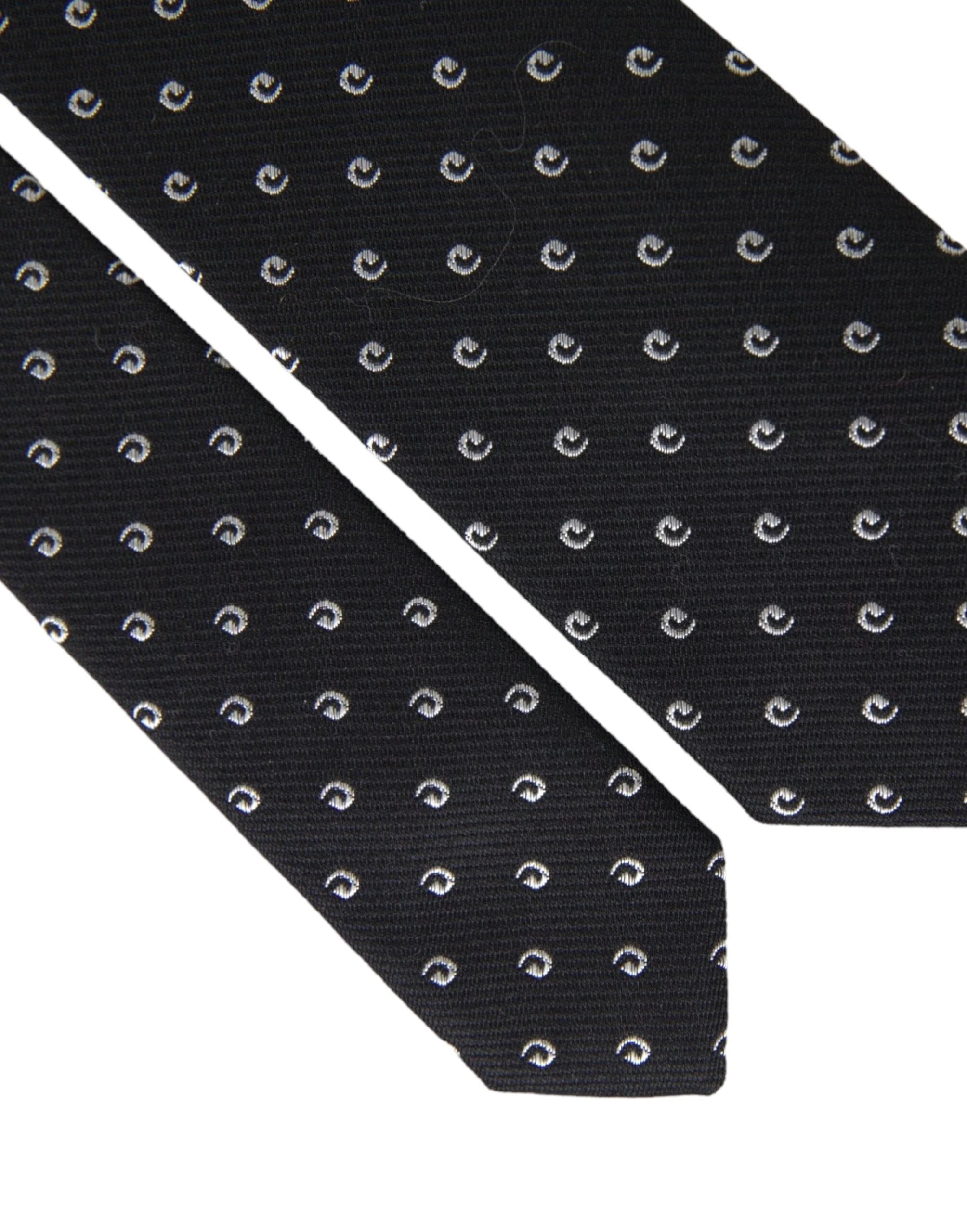 Dolce & Gabbana Black Logo Cotton Blend Adjustable Tie by Dolce & Gabbana