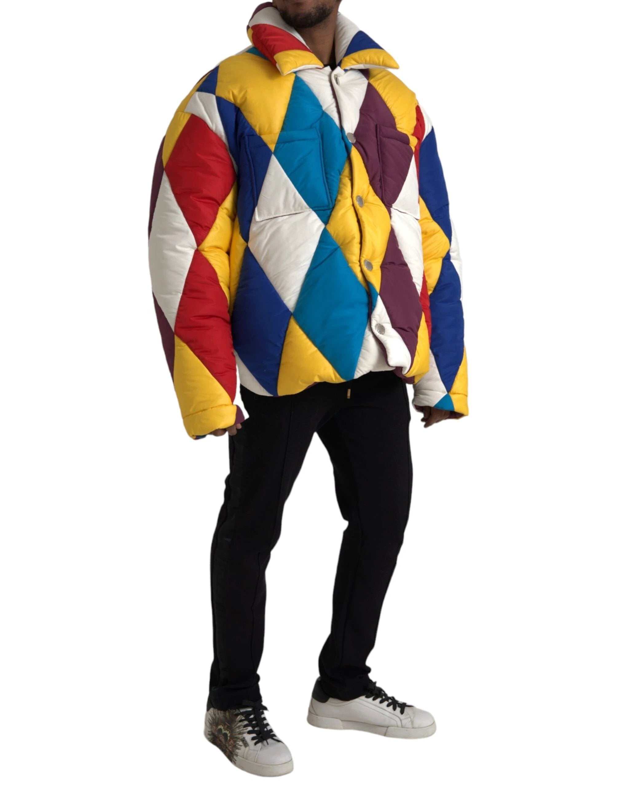 Dolce & Gabbana Multicolor Windbreaker Puffer Jacket Men by Dolce & Gabbana