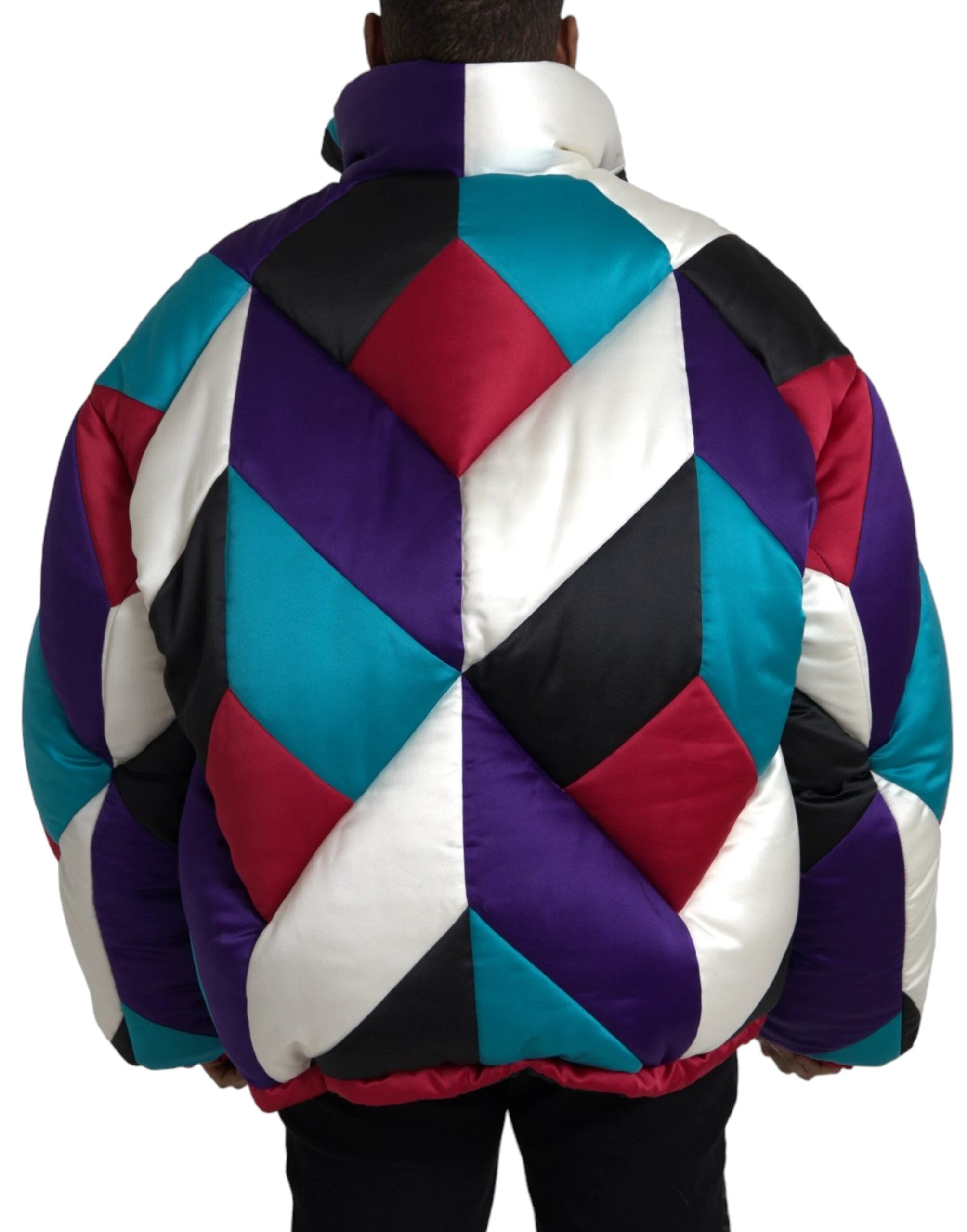 Dolce & Gabbana Multicolor Logo Windbreaker Puffer Jacket by Dolce & Gabbana