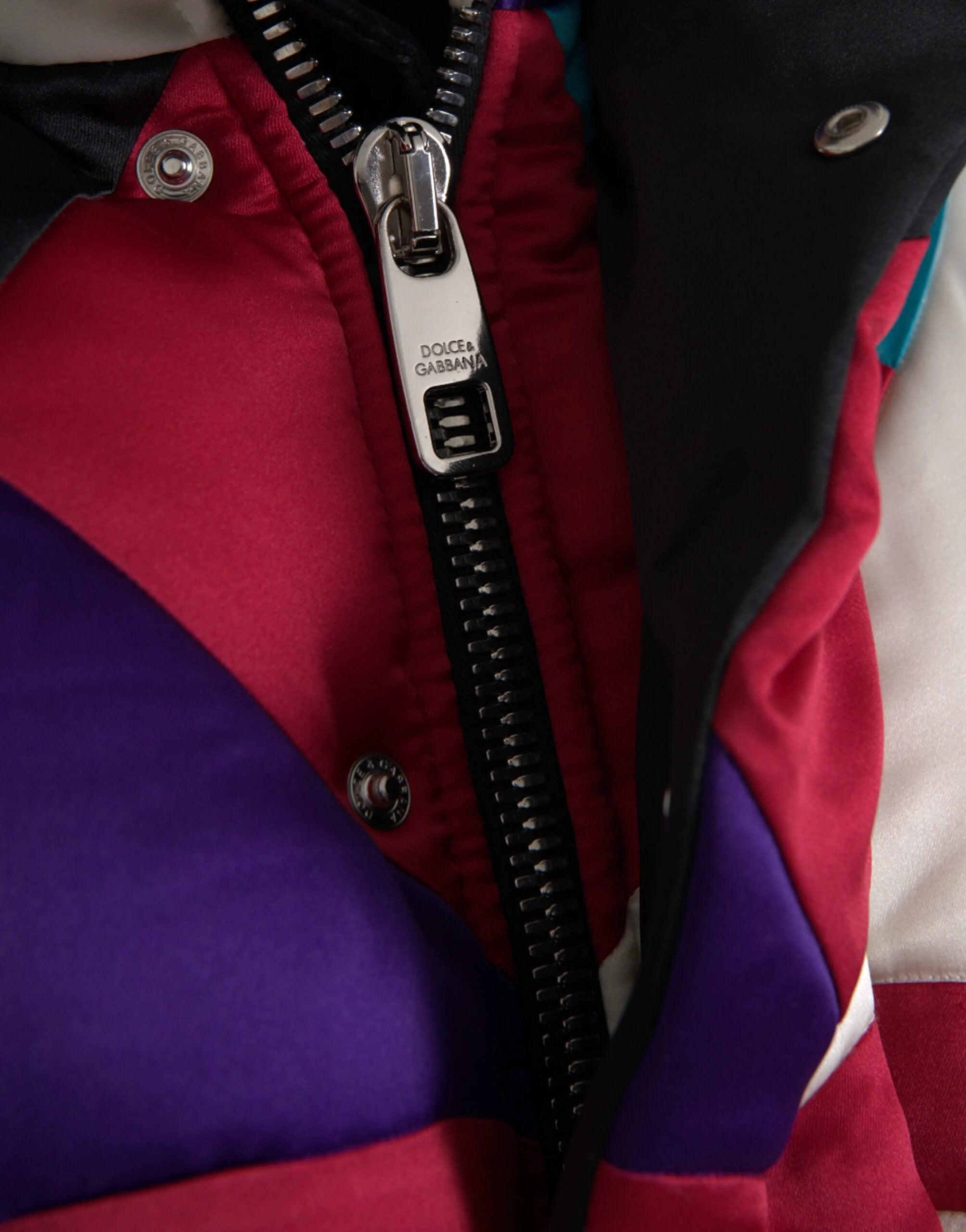 Dolce & Gabbana Multicolor Logo Windbreaker Puffer Jacket by Dolce & Gabbana