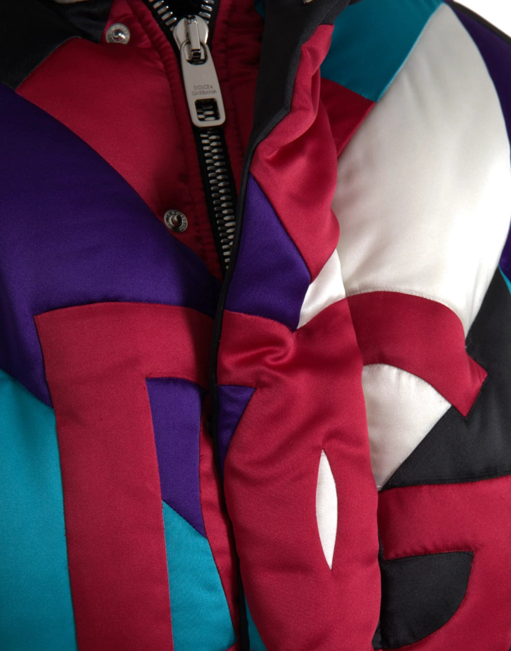 Dolce & Gabbana Multicolor Logo Windbreaker Puffer Jacket by Dolce & Gabbana