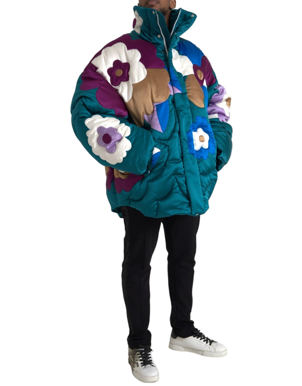 Dolce & Gabbana Multicolor Floral Windbreaker Puffer Jacket by Dolce & Gabbana