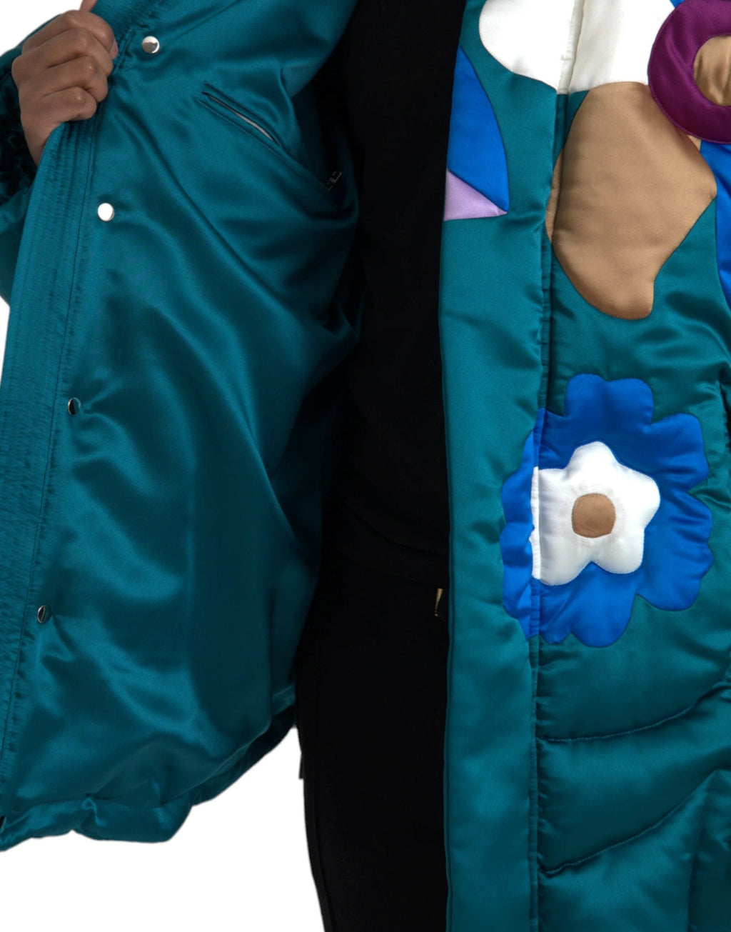 Dolce & Gabbana Multicolor Floral Windbreaker Puffer Jacket by Dolce & Gabbana