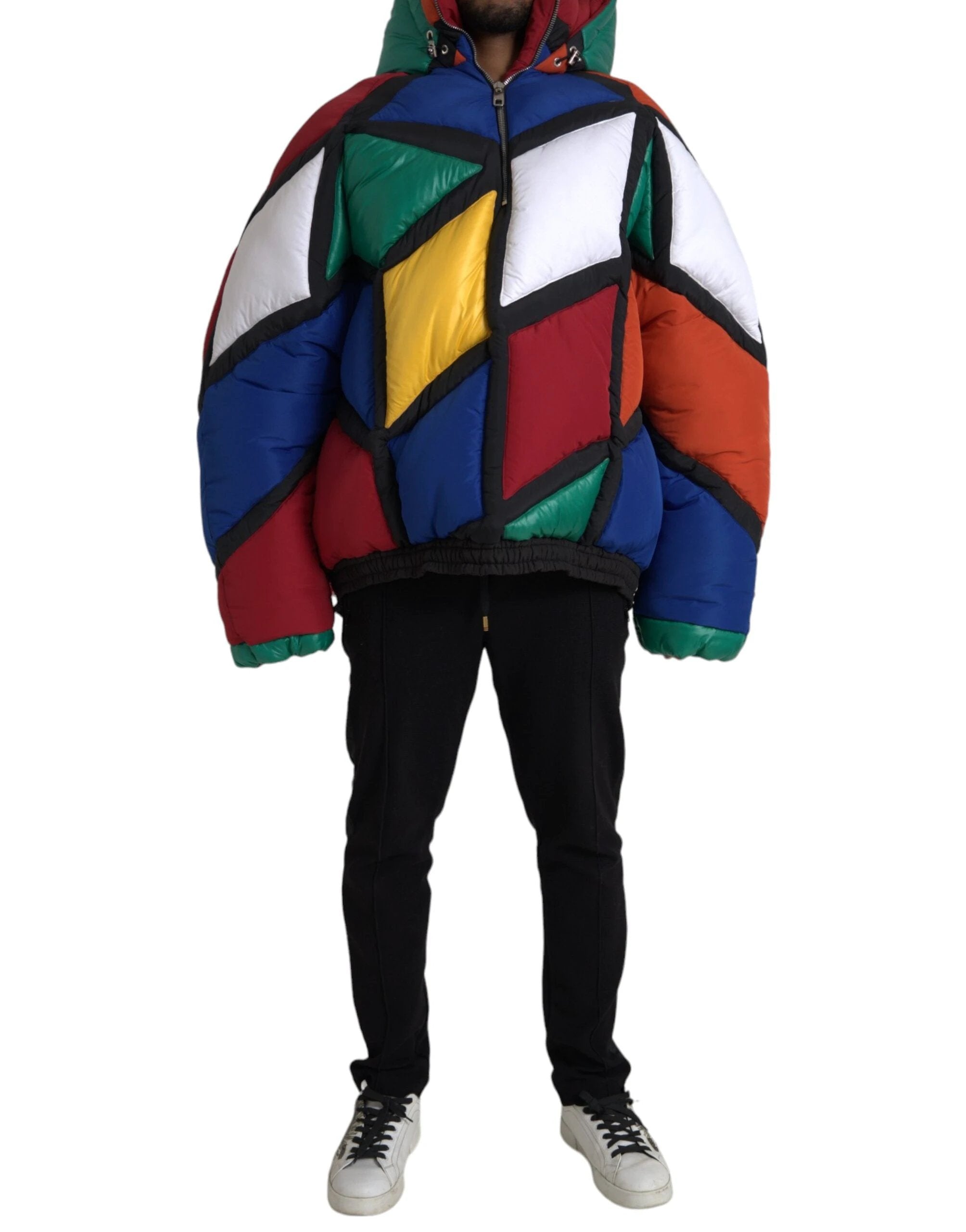 Dolce & Gabbana Multicolor Quilted Hooded Puffer Jacket by Dolce & Gabbana