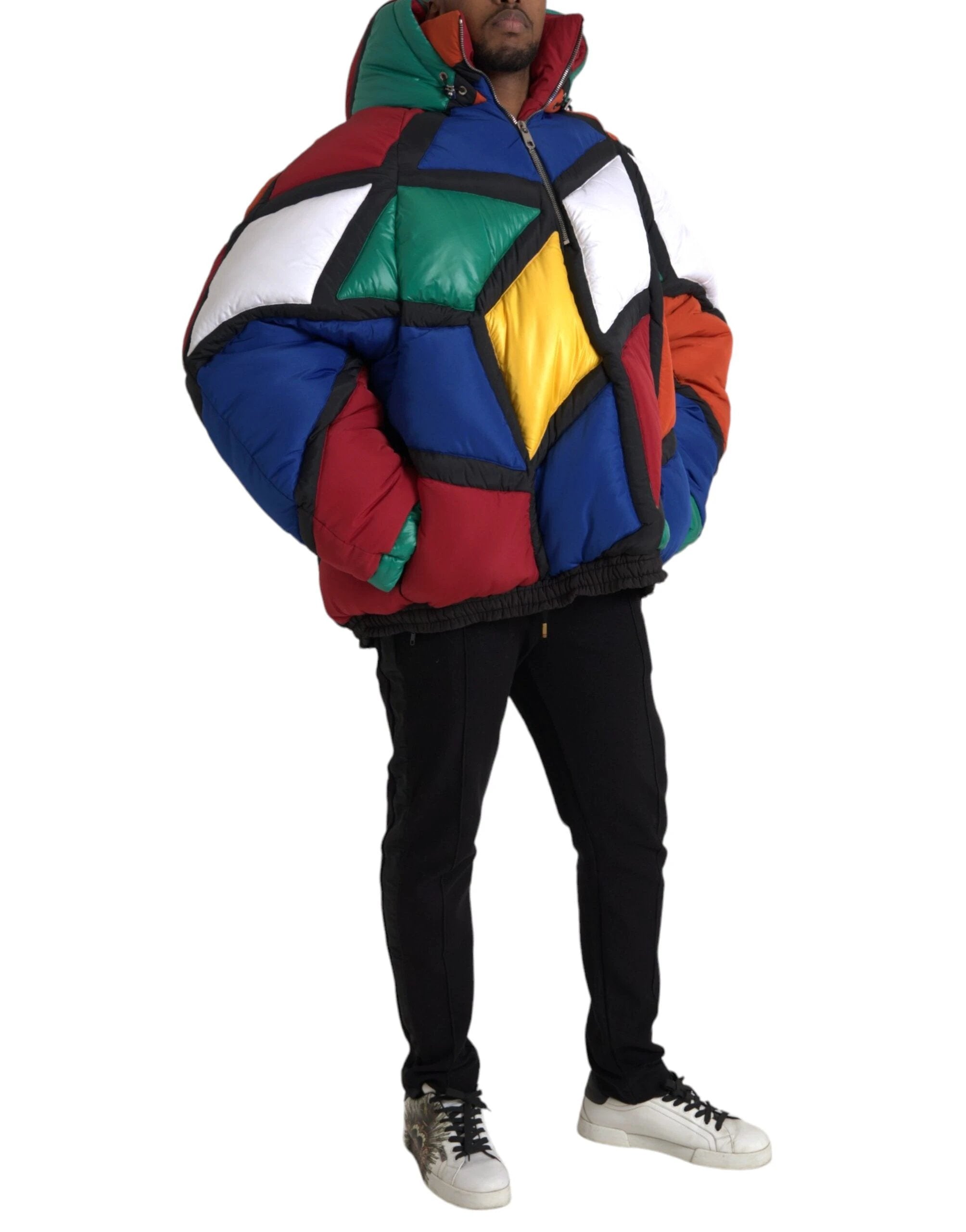 Dolce & Gabbana Multicolor Quilted Hooded Puffer Jacket by Dolce & Gabbana