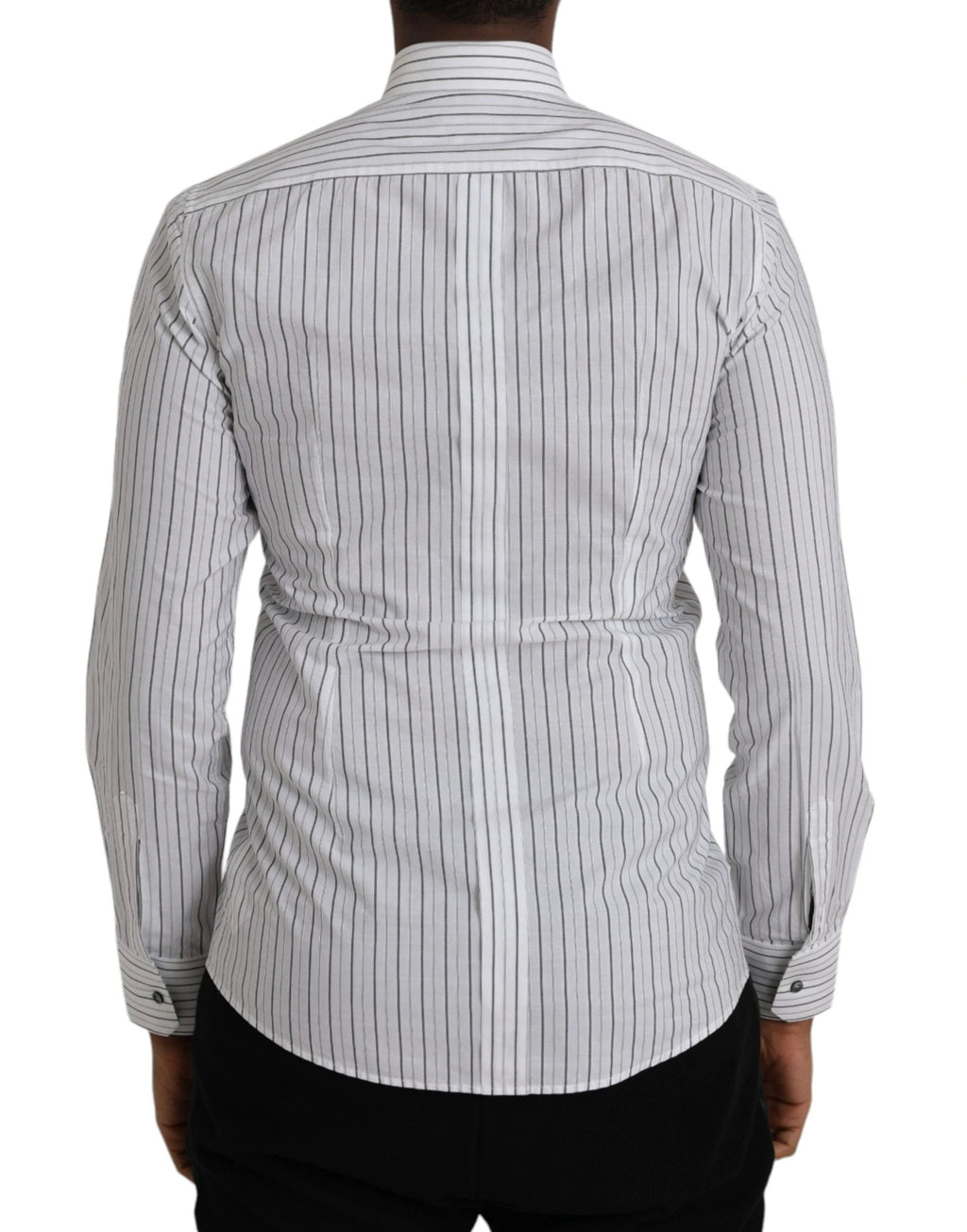Dolce & Gabbana Black White Striped Formal Dress GOLD Shirt by Dolce & Gabbana