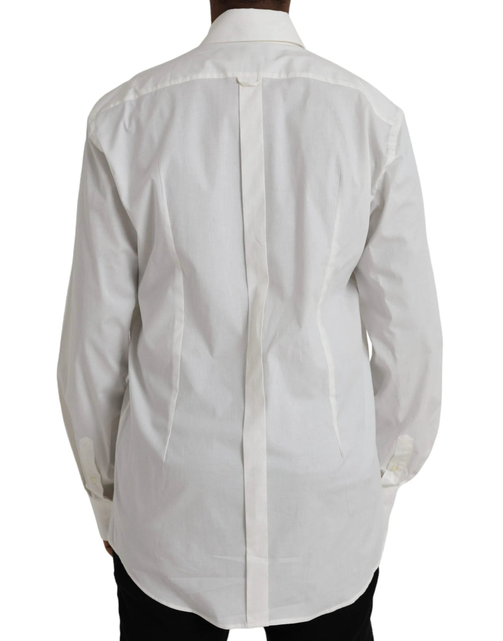 Dolce & Gabbana White Cotton Dress Slim Fit GOLD Shirt by Dolce & Gabbana