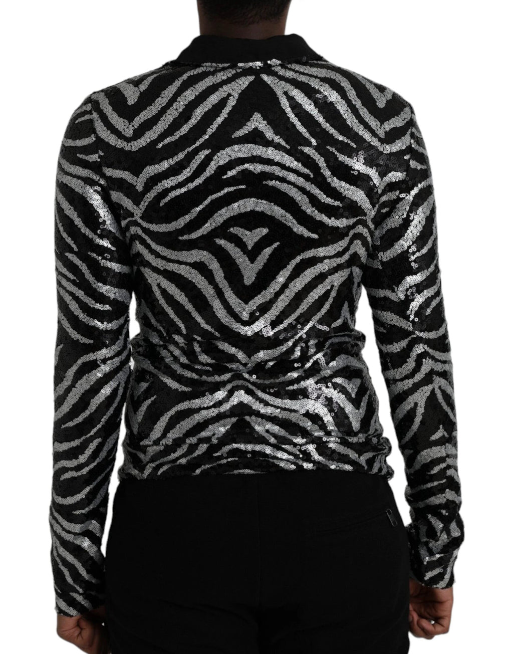 Dolce & Gabbana Black Silver Sequined Polyester Sweater by Dolce & Gabbana