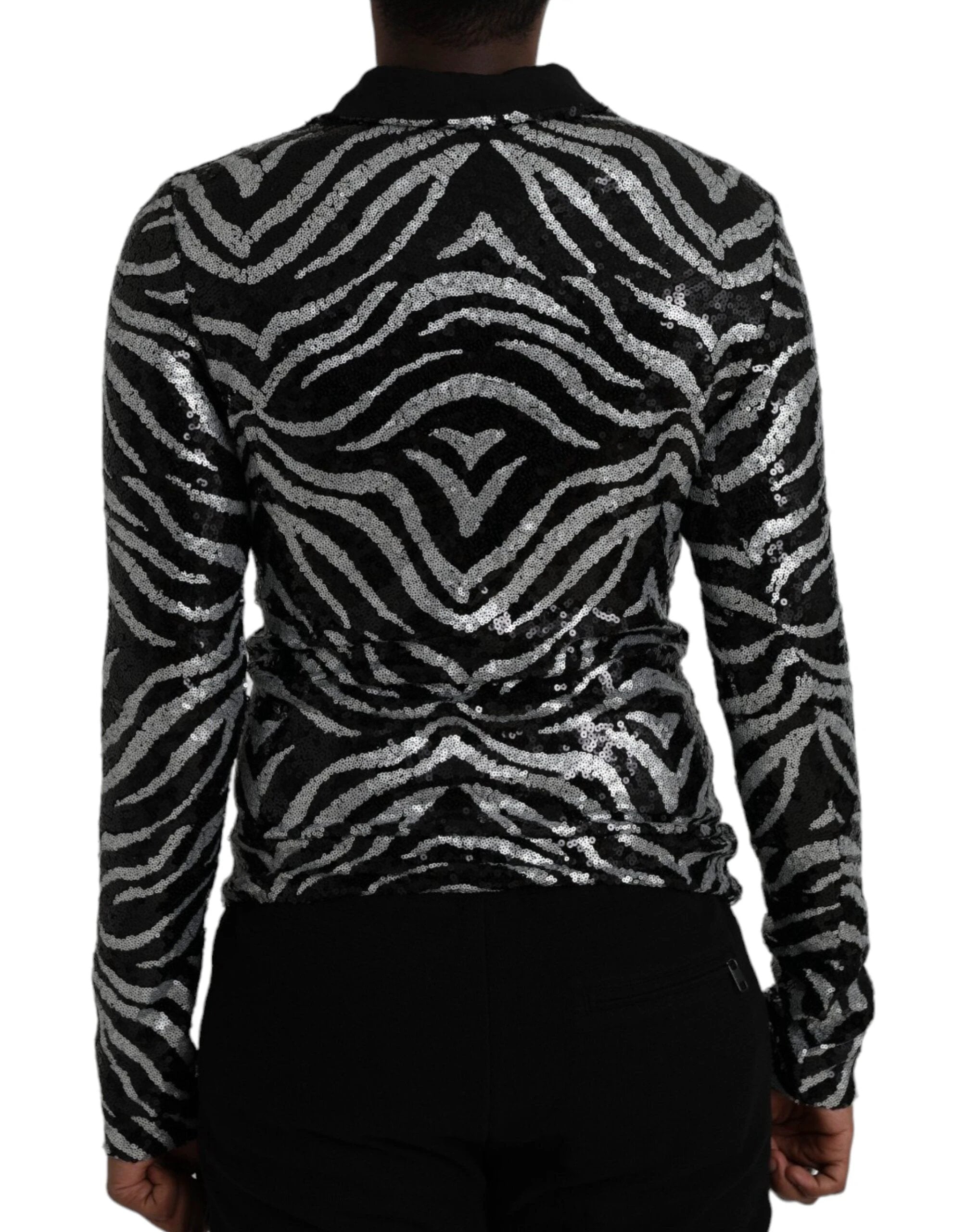 Dolce & Gabbana Black Silver Sequined Polyester Sweater by Dolce & Gabbana