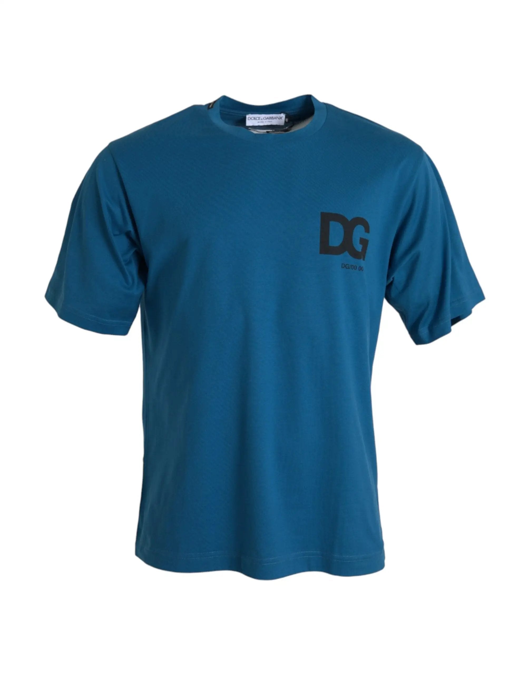 T-shirt Dolce &amp; Gabbana bleu à logo, col rond et manches courtes