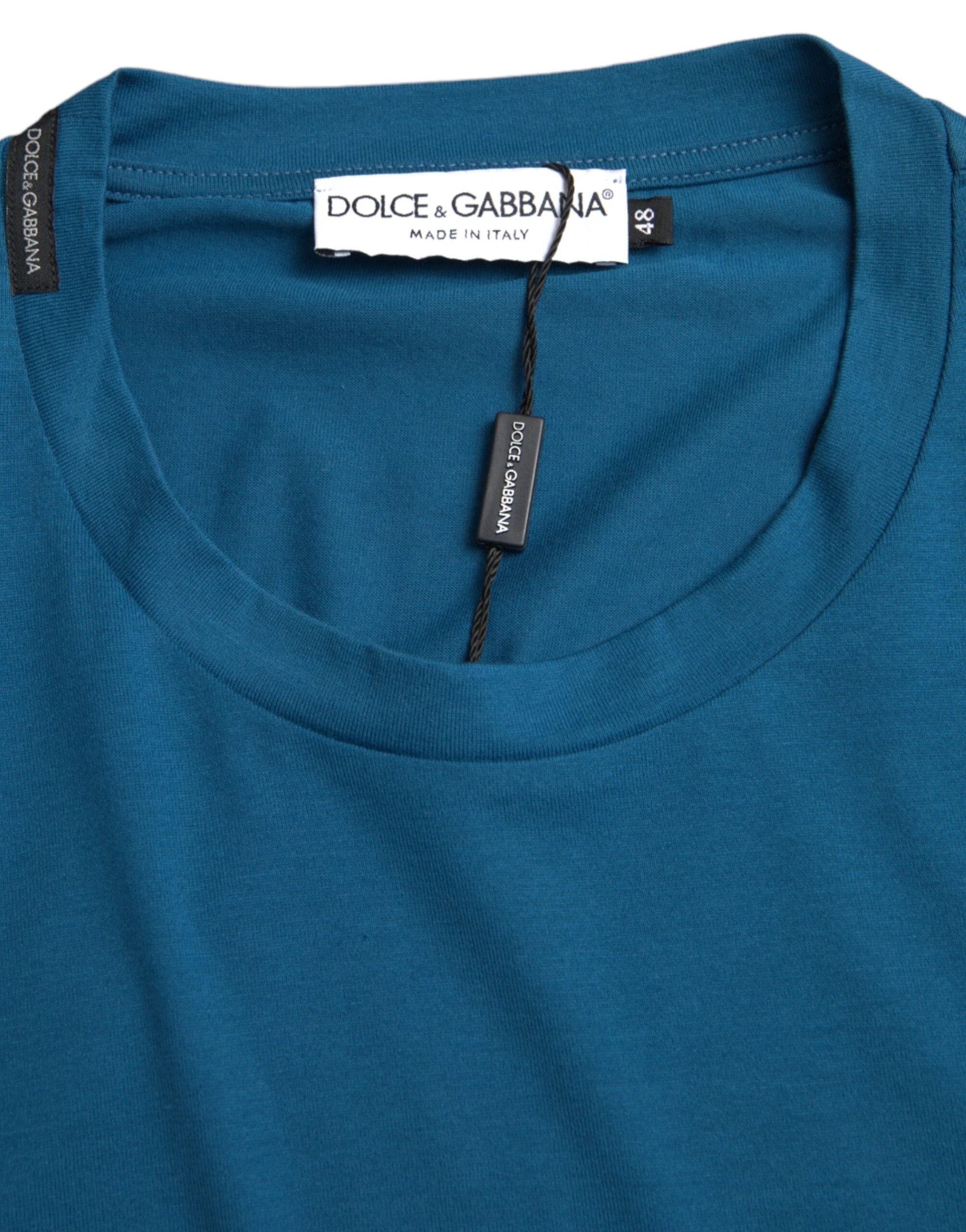 Dolce & Gabbana Blue Logo Round Neck Short Sleeves T-shirt by Dolce & Gabbana