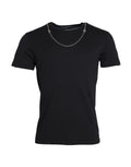 Dolce & Gabbana Black Cotton Silver Chain Short Sleeve T-shirt by Dolce & Gabbana