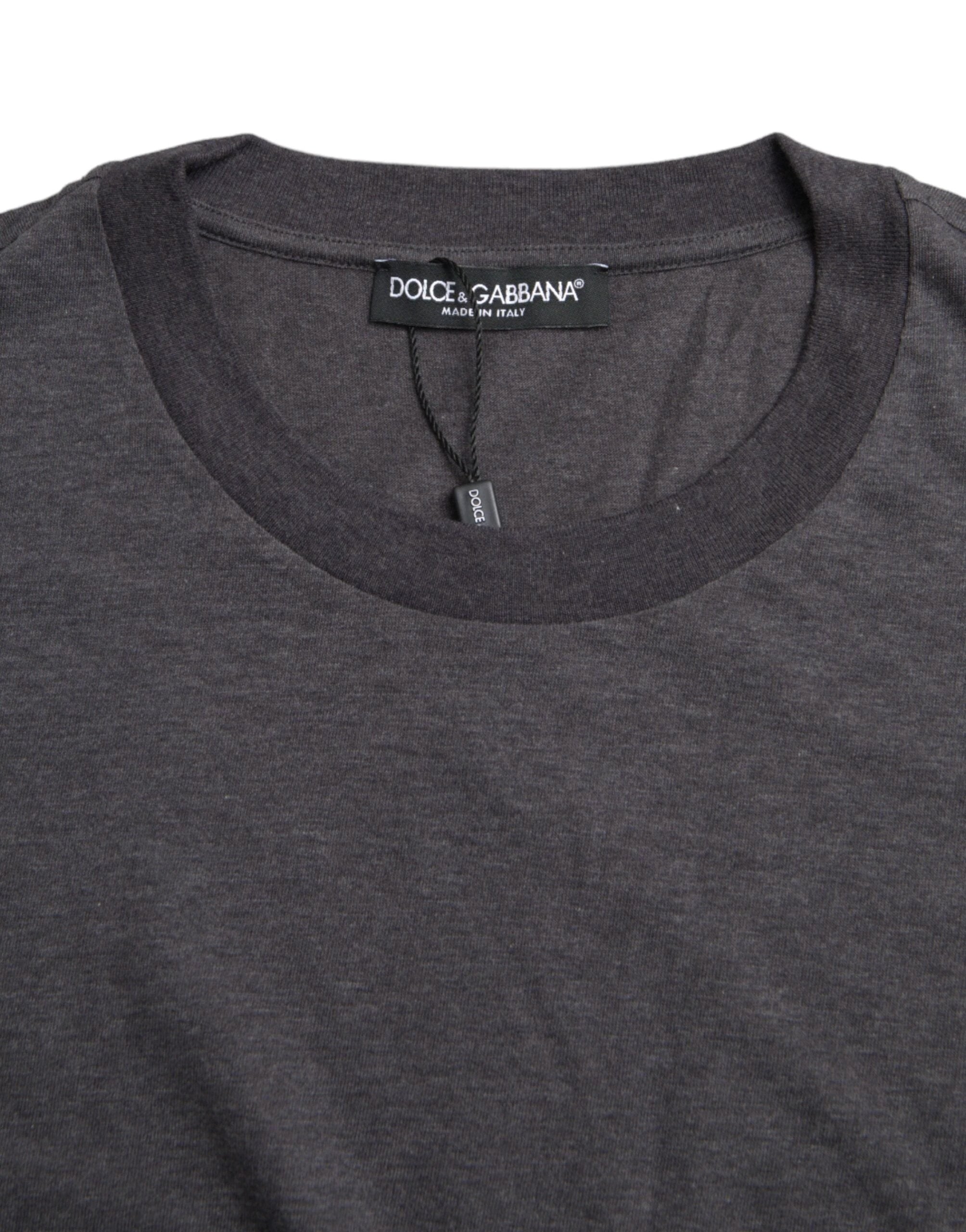 Dolce & Gabbana Gray Cotton Round Neck Short Sleeve T-shirt by Dolce & Gabbana