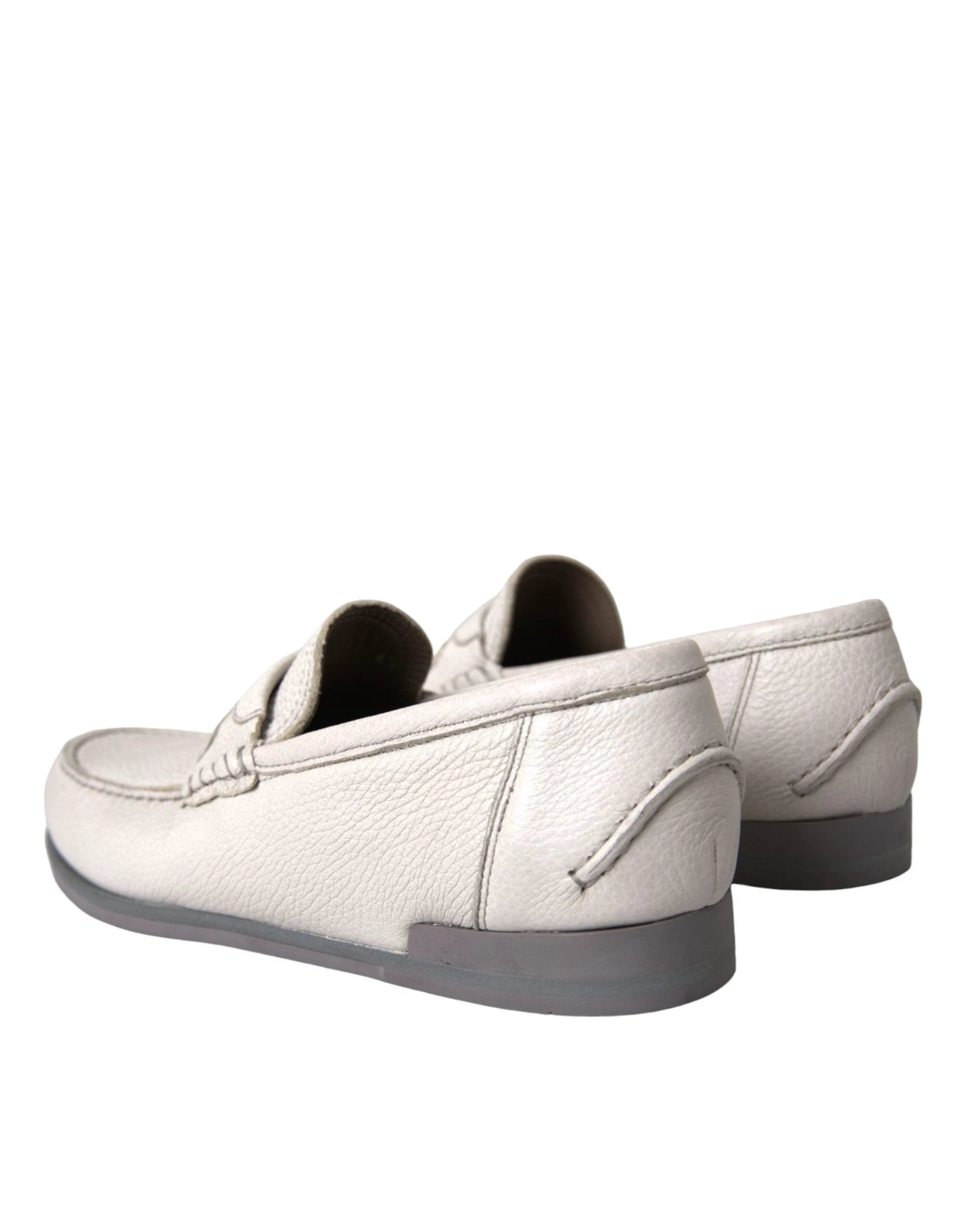Dolce & Gabbana White Gray Leather Slip Mocassin Shoes Loafer by Dolce & Gabbana
