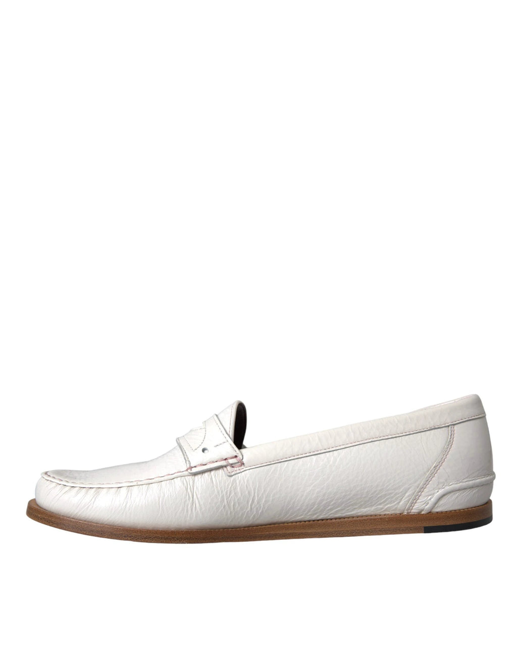 Dolce & Gabbana White Leather Slip On Mocassin Loafers Shoes by Dolce & Gabbana