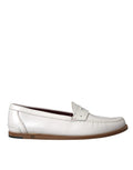 Dolce & Gabbana White Leather Slip On Mocassin Loafers Shoes by Dolce & Gabbana