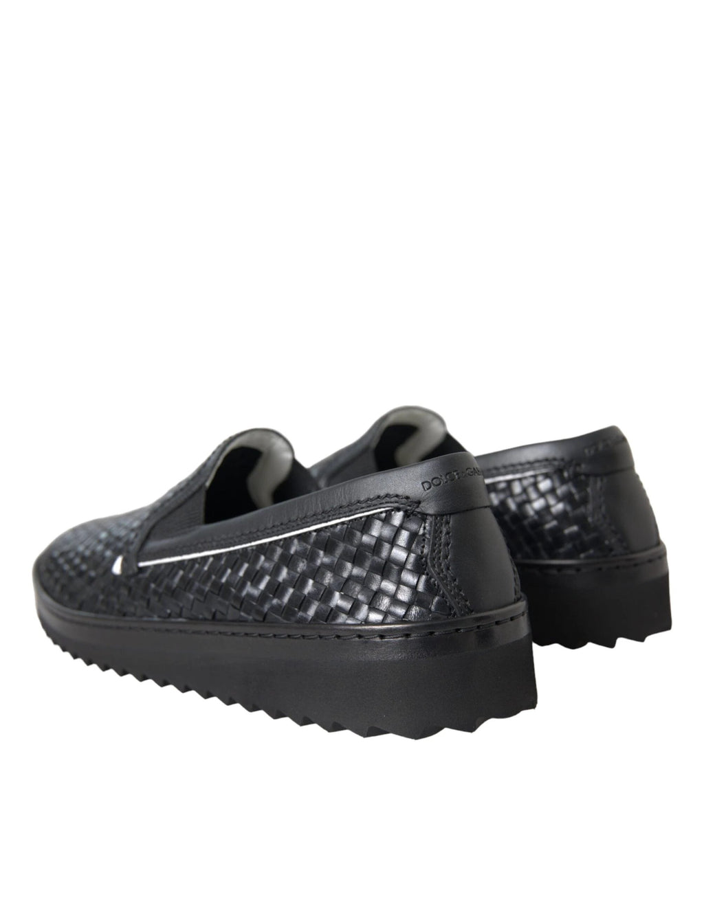 Dolce & Gabbana Black Woven Buffalo Leather Men Loafers Shoes by Dolce & Gabbana