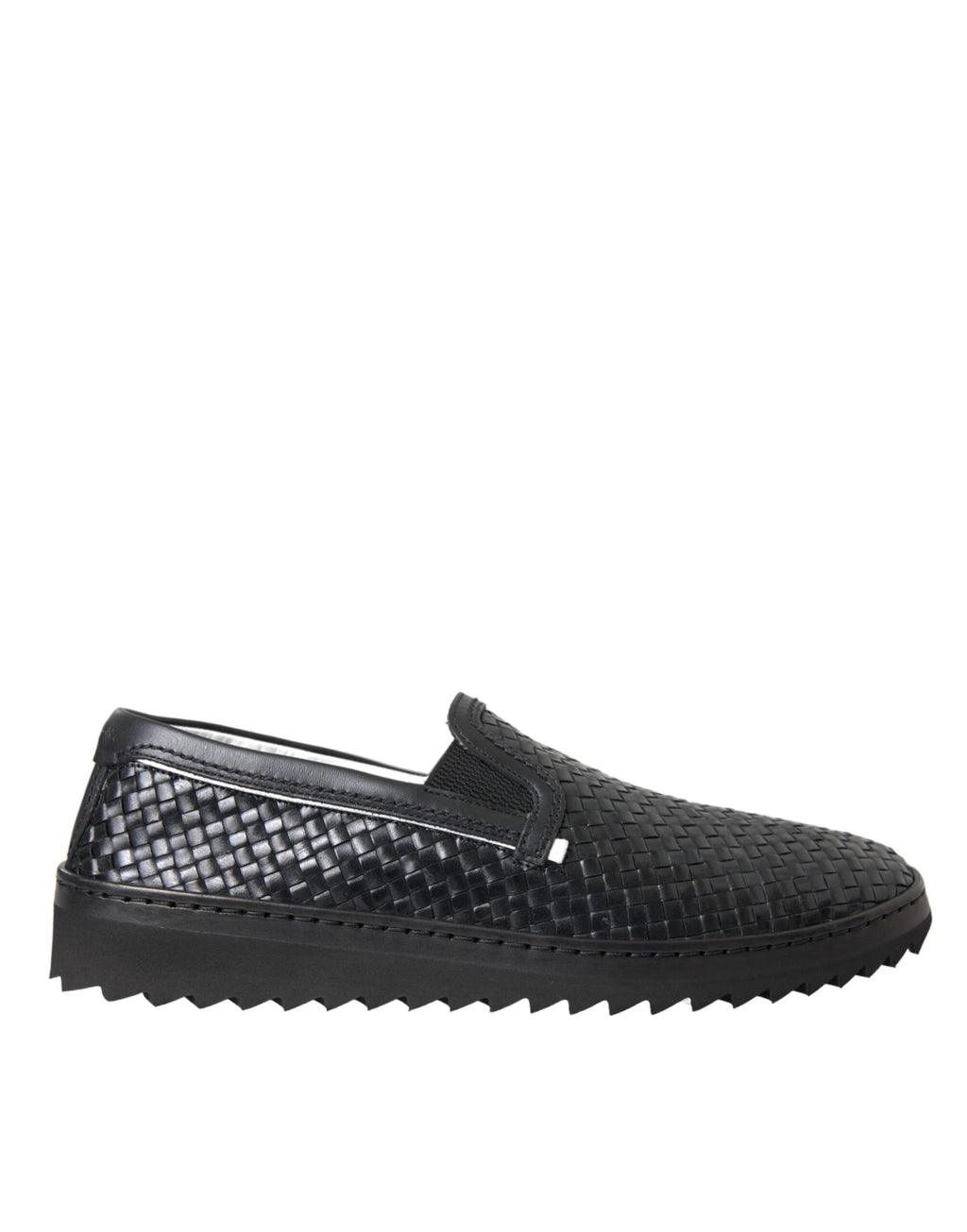 Dolce & Gabbana Black Woven Buffalo Leather Men Loafers Shoes by Dolce & Gabbana