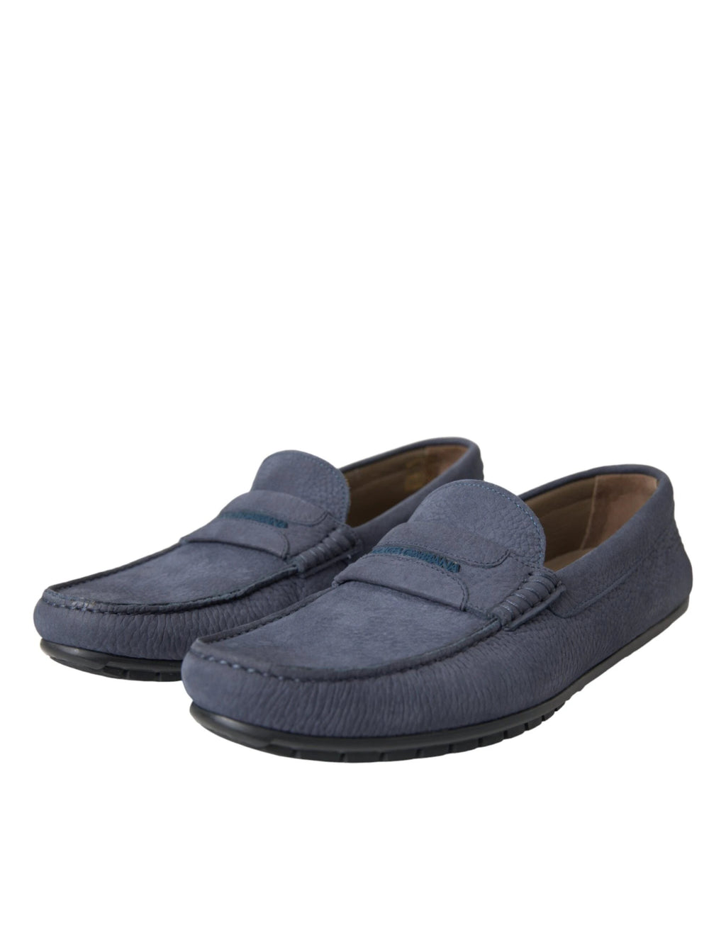 Dolce & Gabbana Blue Calf Leather Slip On Moccasin Shoes by Dolce & Gabbana