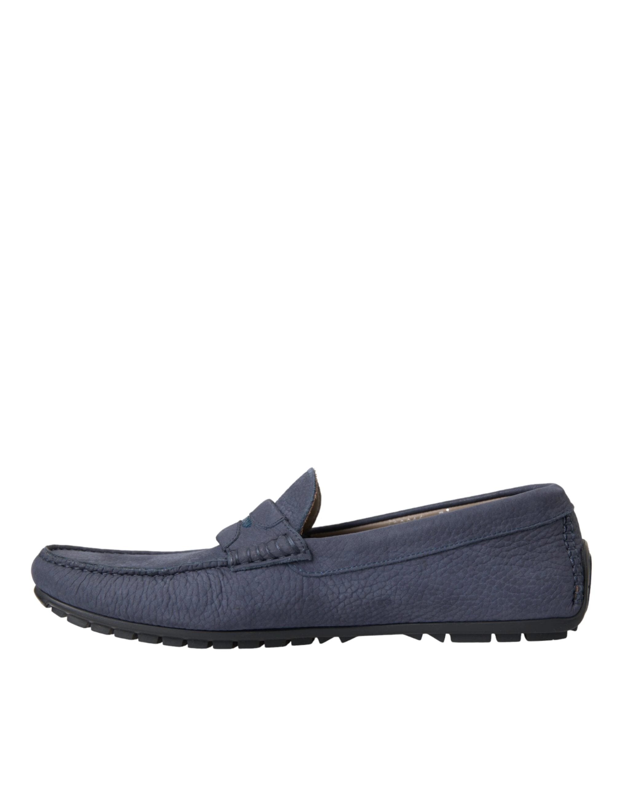 Dolce & Gabbana Blue Calf Leather Slip On Moccasin Shoes by Dolce & Gabbana