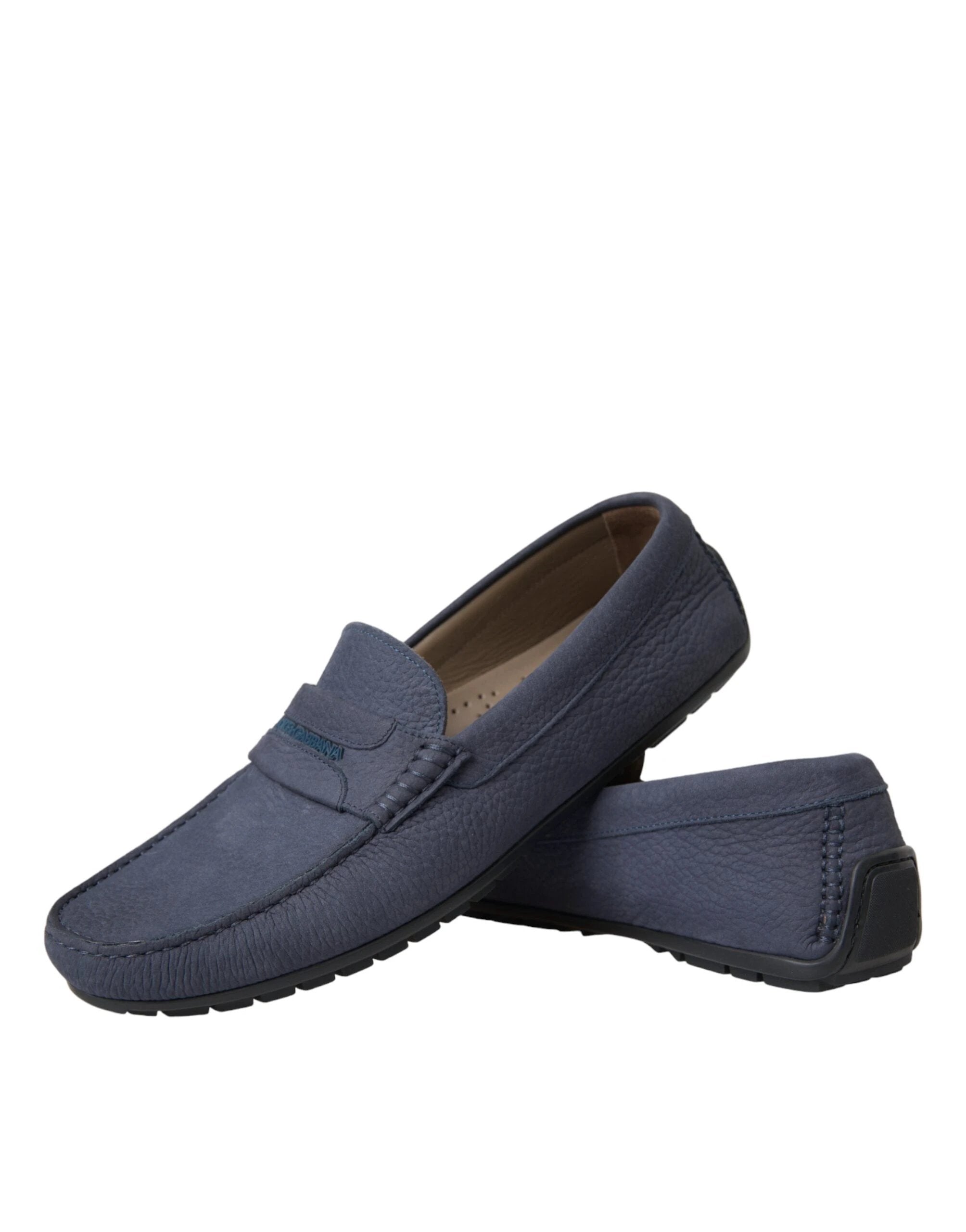 Dolce & Gabbana Blue Calf Leather Slip On Moccasin Shoes by Dolce & Gabbana