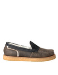 Dolce & Gabbana Brown Black Fur Leather Loafers Men Shoes by Dolce & Gabbana