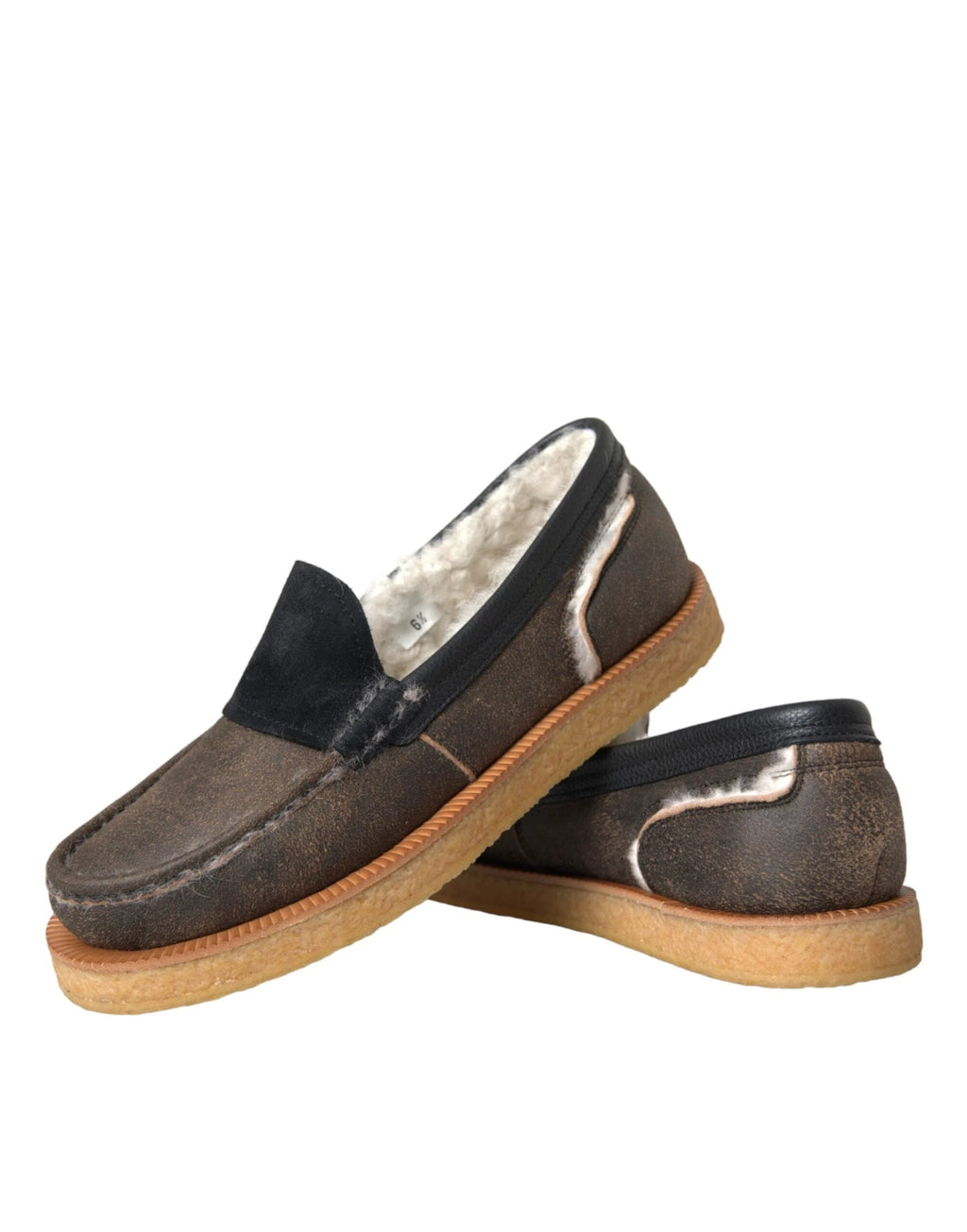 Dolce & Gabbana Brown Black Fur Leather Loafers Men Shoes by Dolce & Gabbana