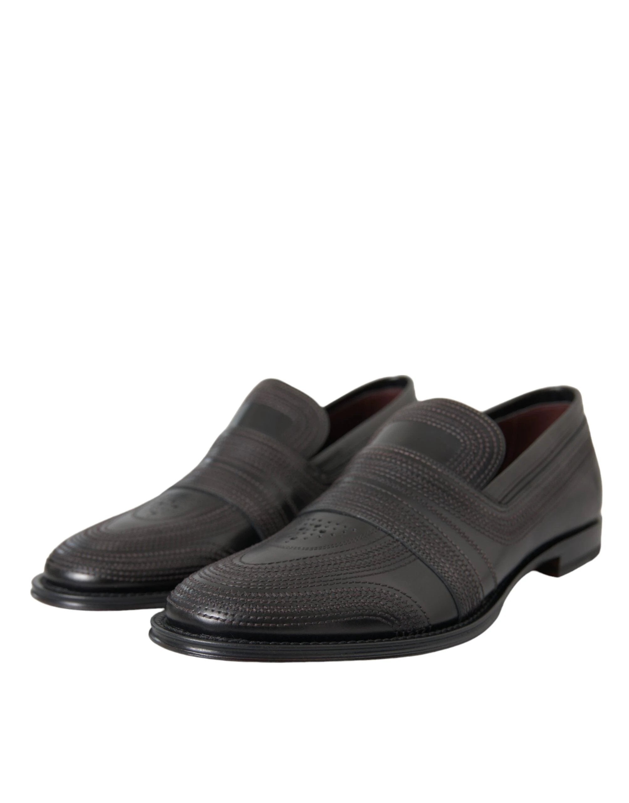 Dolce & Gabbana Black Brown Leather Loafer Men Dress Shoes by Dolce & Gabbana