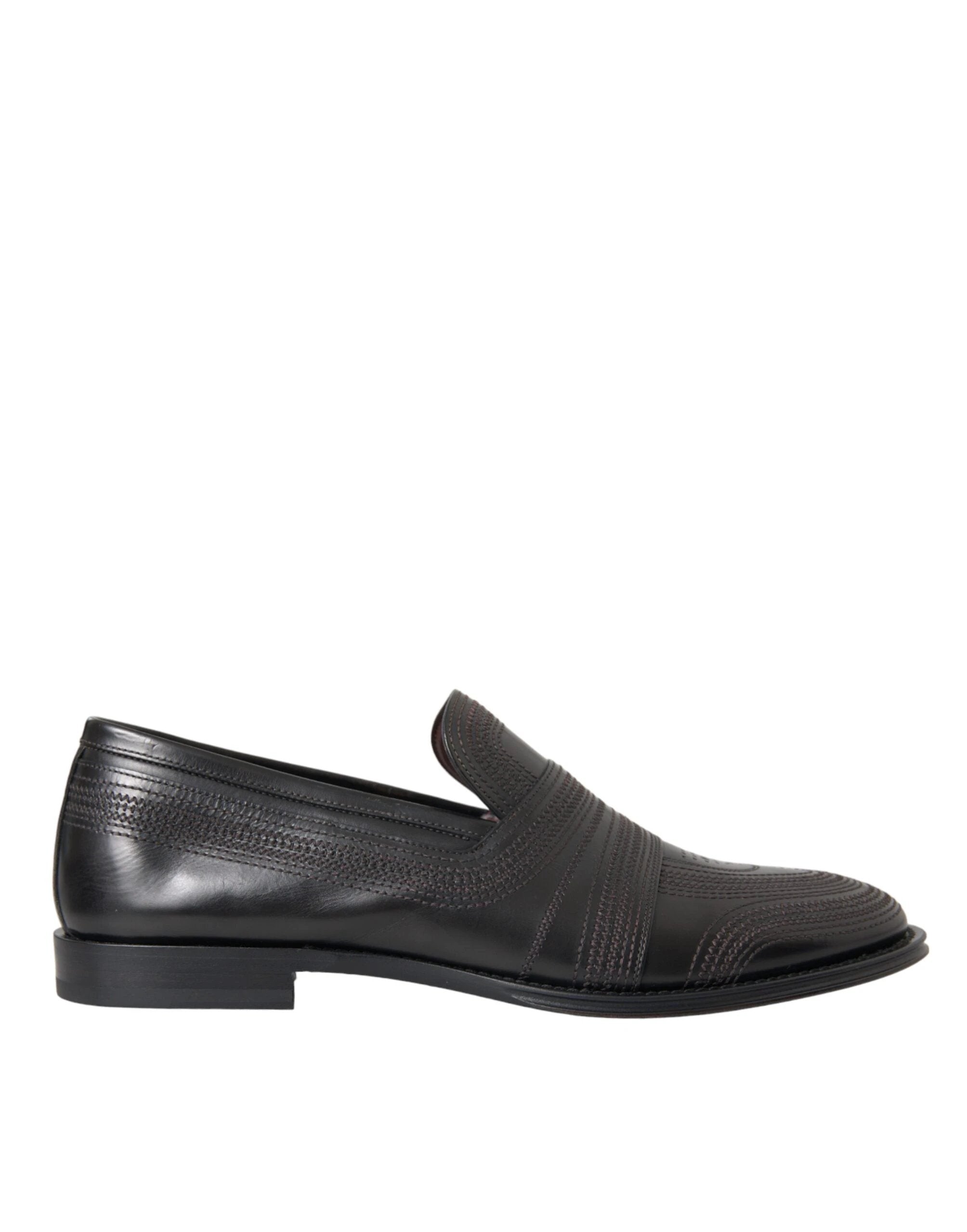 Dolce & Gabbana Black Brown Leather Loafer Men Dress Shoes by Dolce & Gabbana
