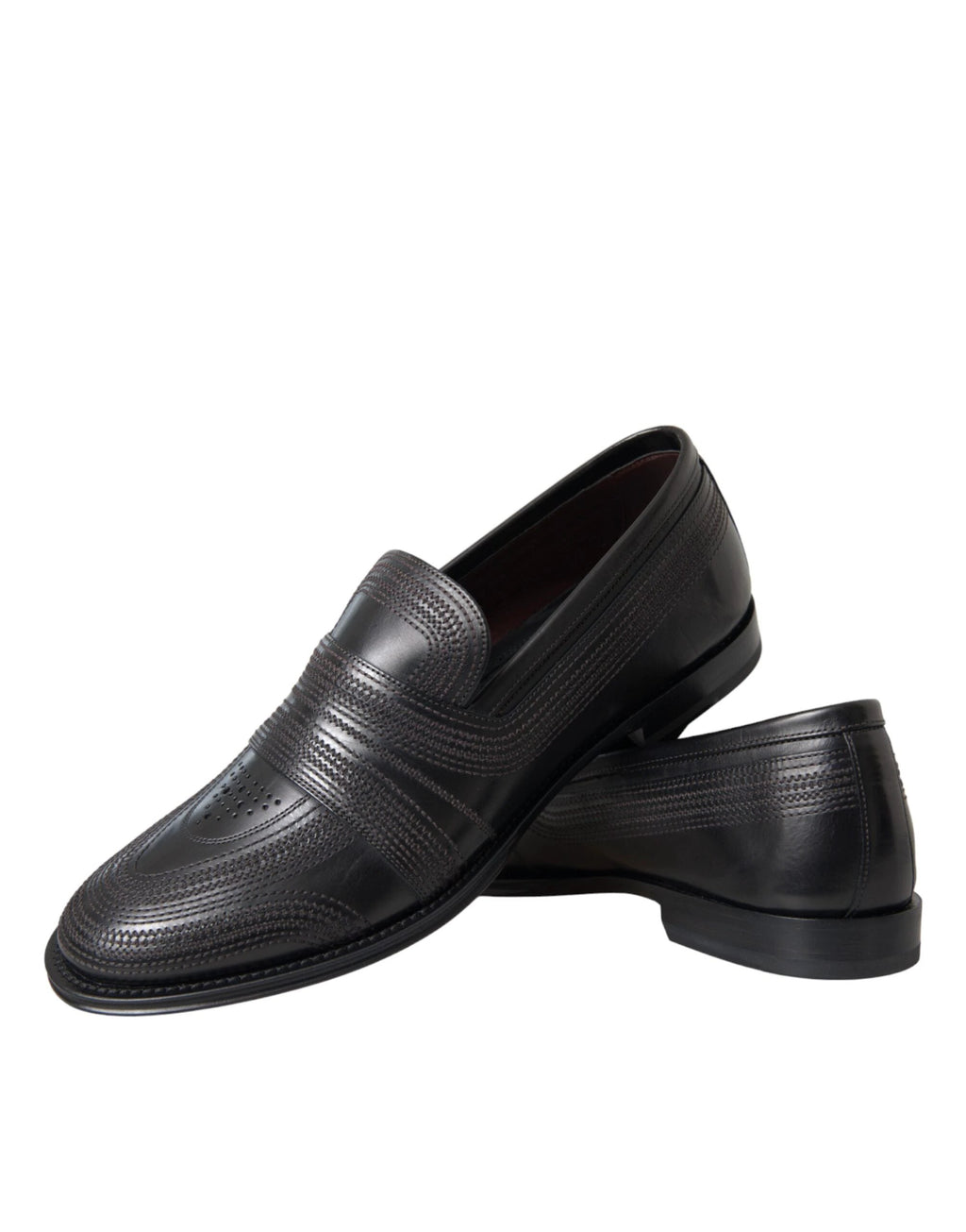 Dolce & Gabbana Black Brown Leather Loafer Men Dress Shoes by Dolce & Gabbana
