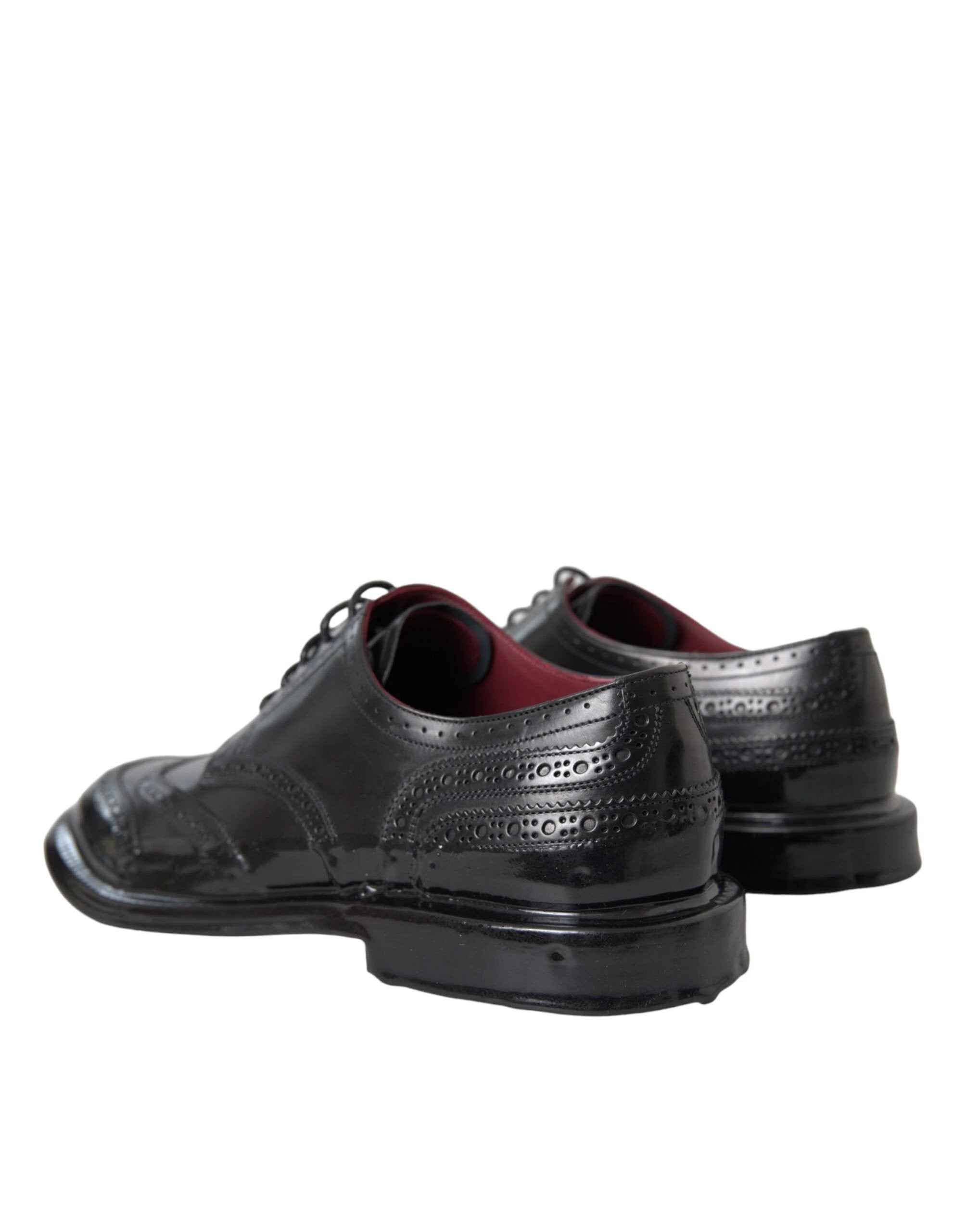 Dolce & Gabbana Black Leather Oxford Wingtip Formal Men Shoes by Dolce & Gabbana