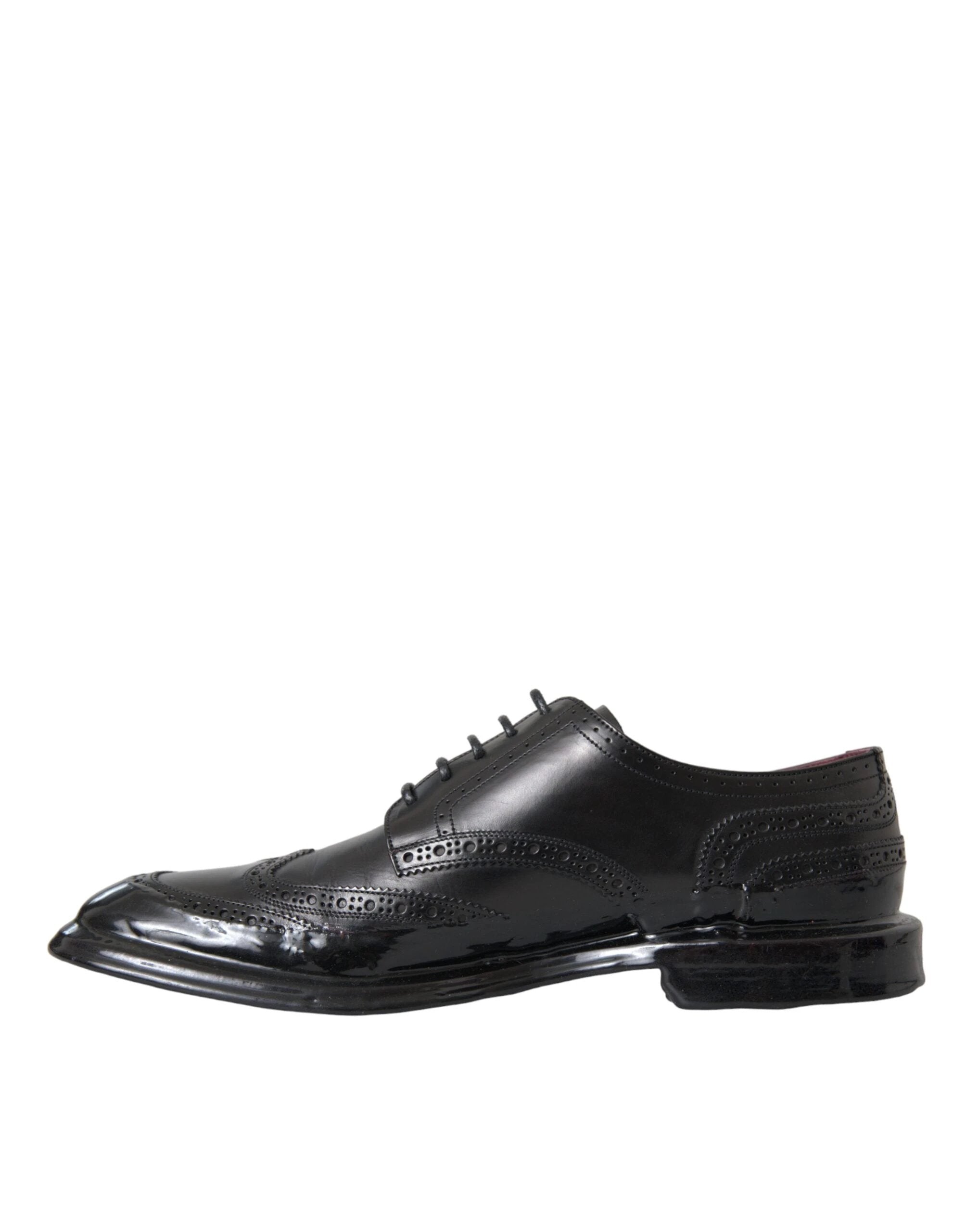 Dolce & Gabbana Black Leather Oxford Wingtip Formal Men Shoes by Dolce & Gabbana