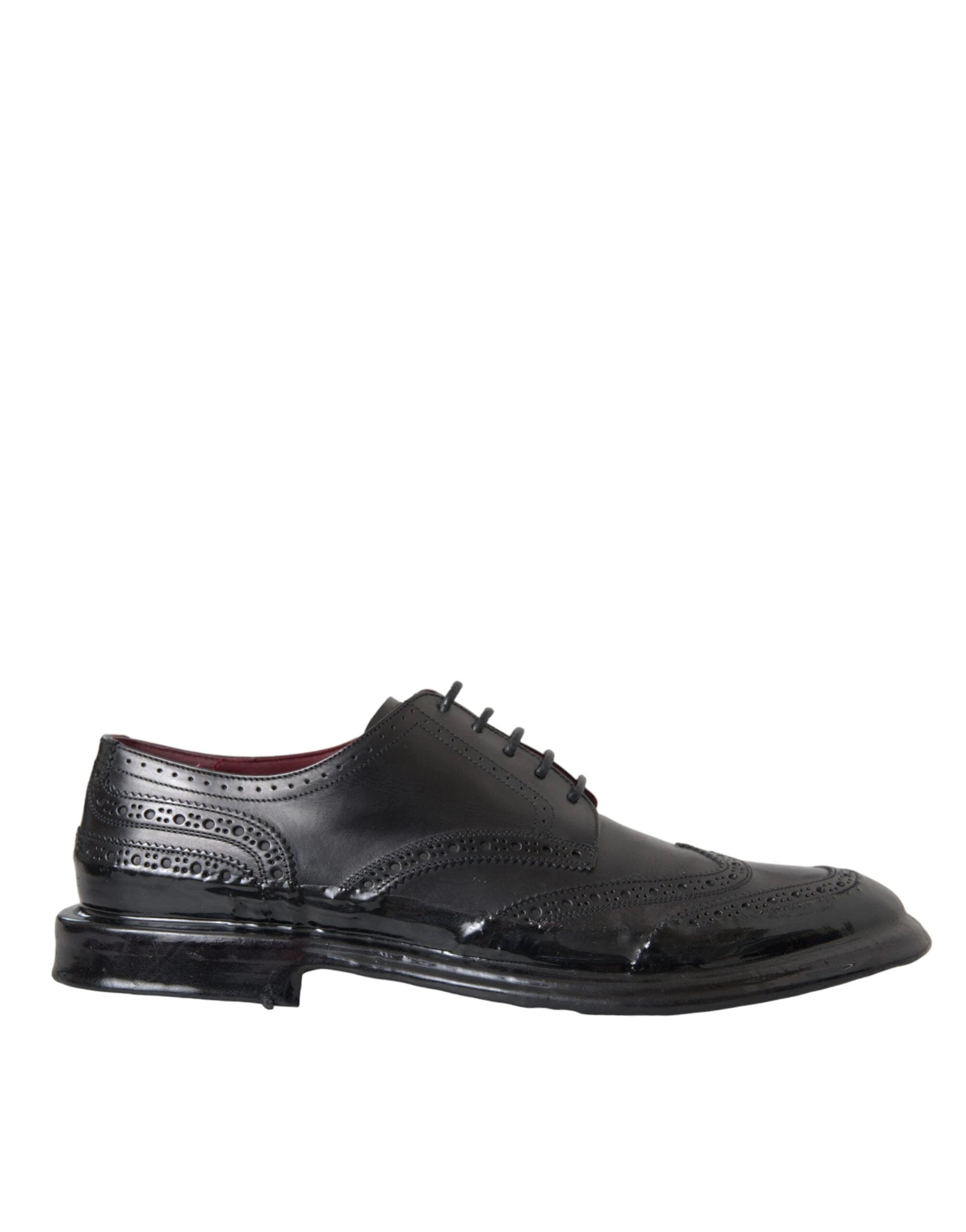 Dolce & Gabbana Black Leather Oxford Wingtip Formal Men Shoes by Dolce & Gabbana
