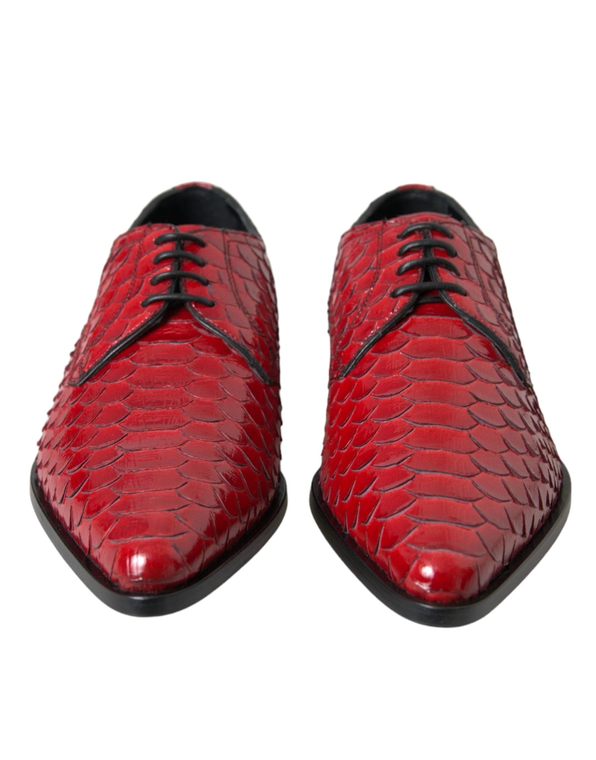 Dolce & Gabbana Red Textured Varnished Derby Men Formal Shoes by Dolce & Gabbana