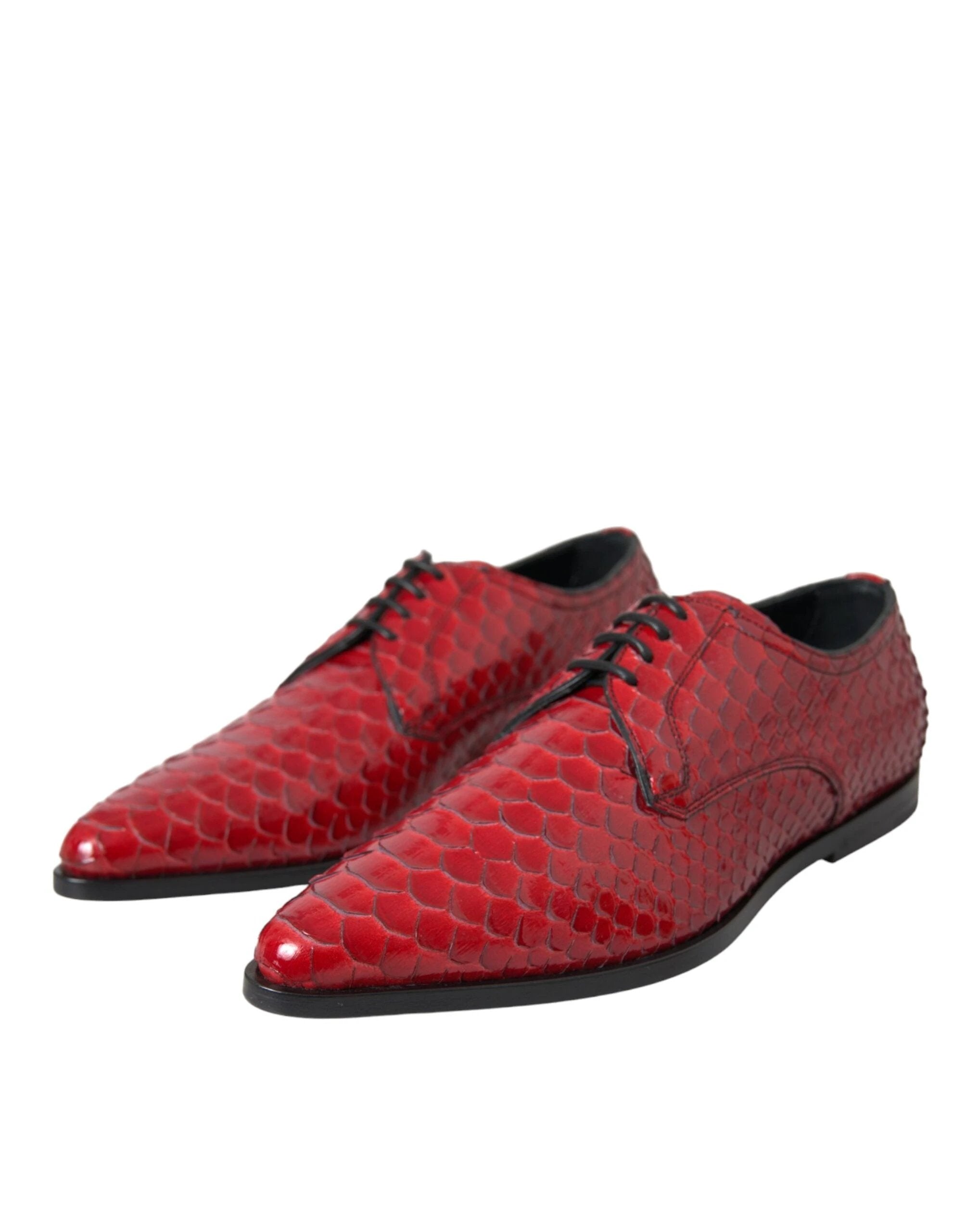 Dolce & Gabbana Red Textured Varnished Derby Men Formal Shoes by Dolce & Gabbana