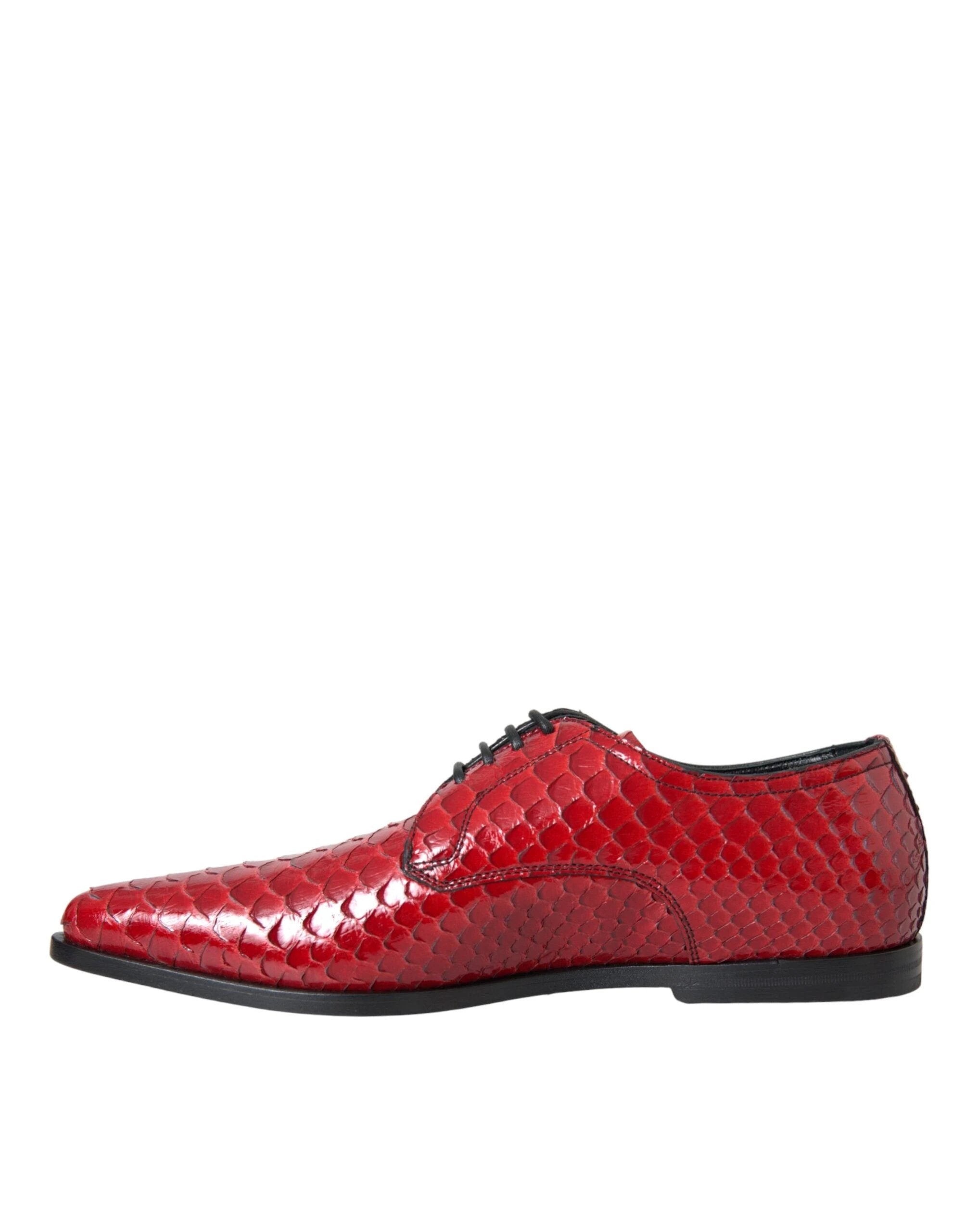 Dolce & Gabbana Red Textured Varnished Derby Men Formal Shoes by Dolce & Gabbana