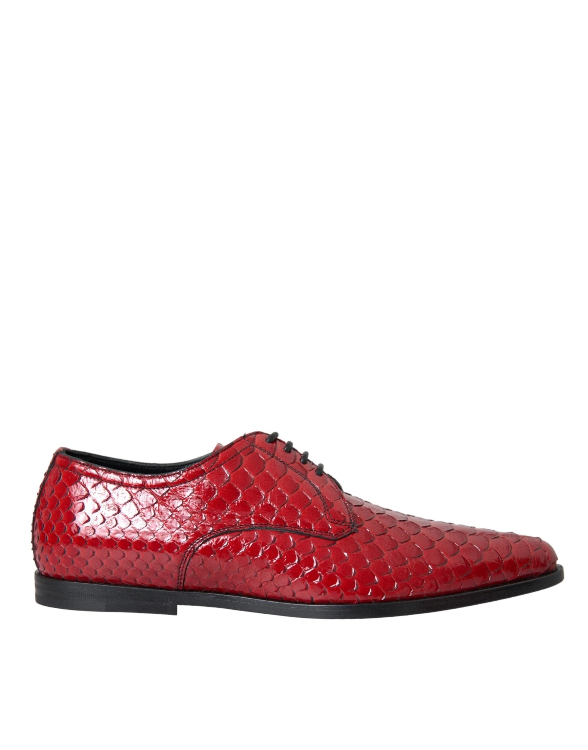 Dolce & Gabbana Red Textured Varnished Derby Men Formal Shoes by Dolce & Gabbana