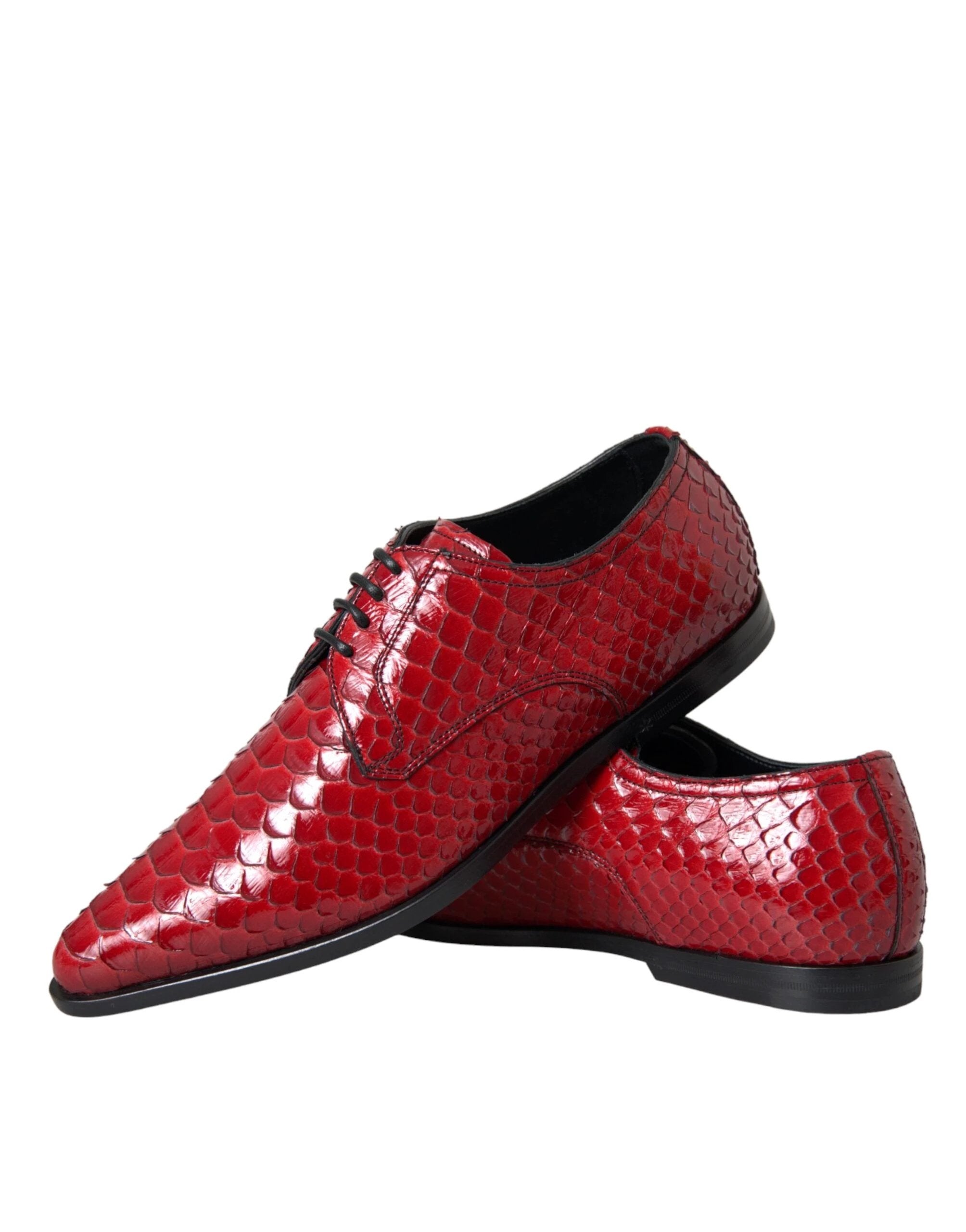Dolce & Gabbana Red Textured Varnished Derby Men Formal Shoes by Dolce & Gabbana