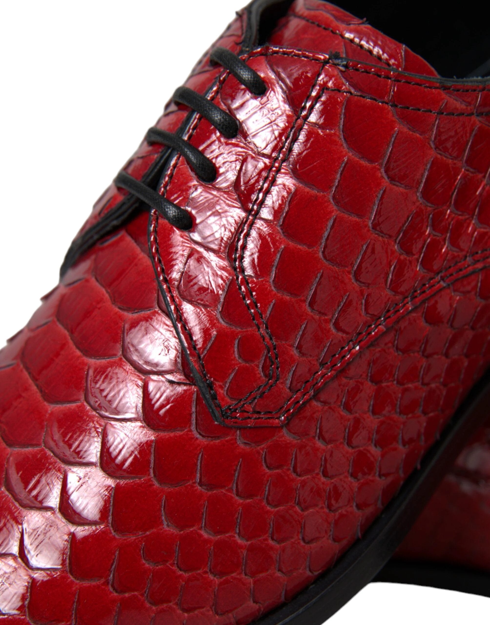 Dolce & Gabbana Red Textured Varnished Derby Men Formal Shoes by Dolce & Gabbana