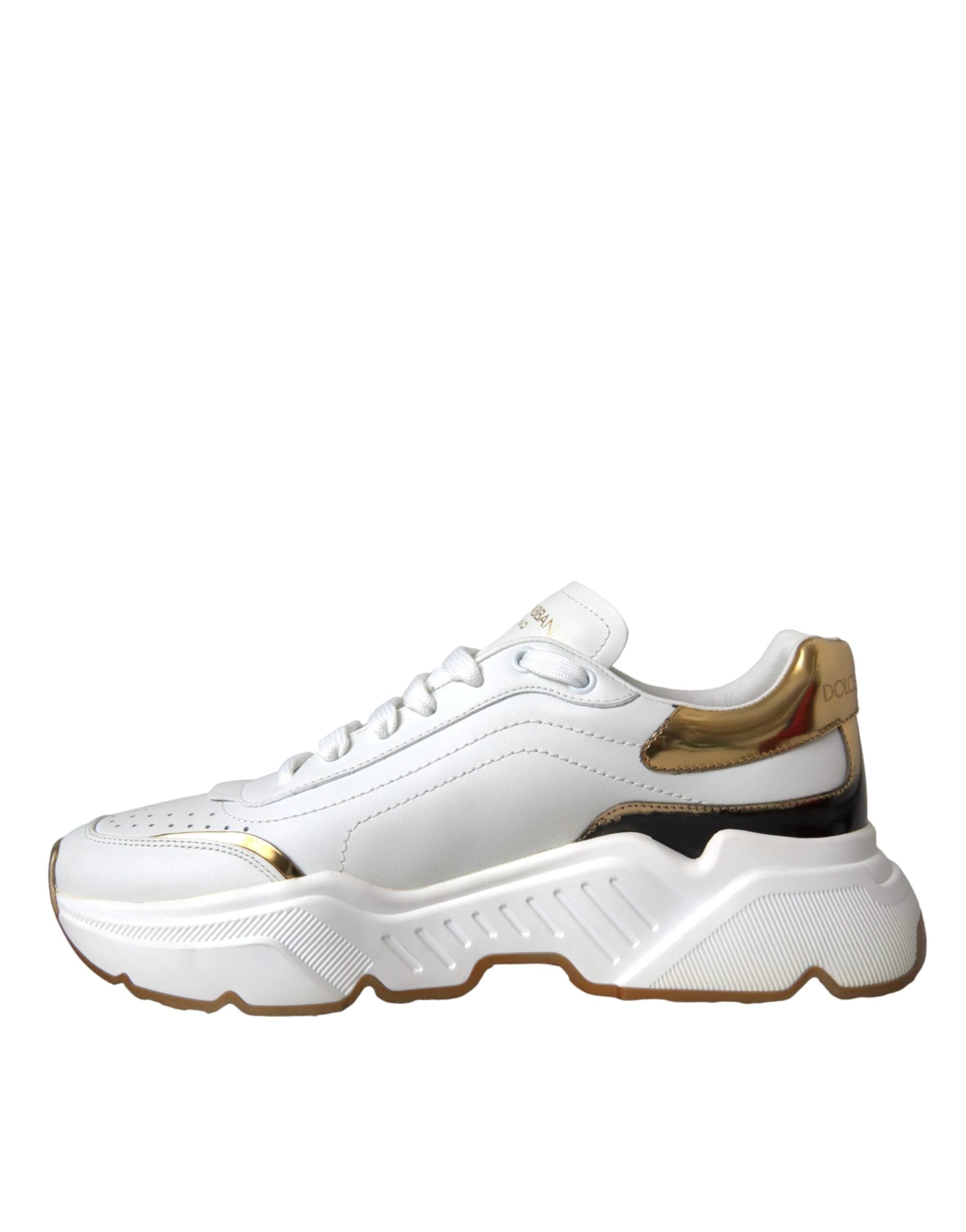 Dolce & Gabbana White Gold DAYMASTER Leather Sneakers Shoes by Dolce & Gabbana